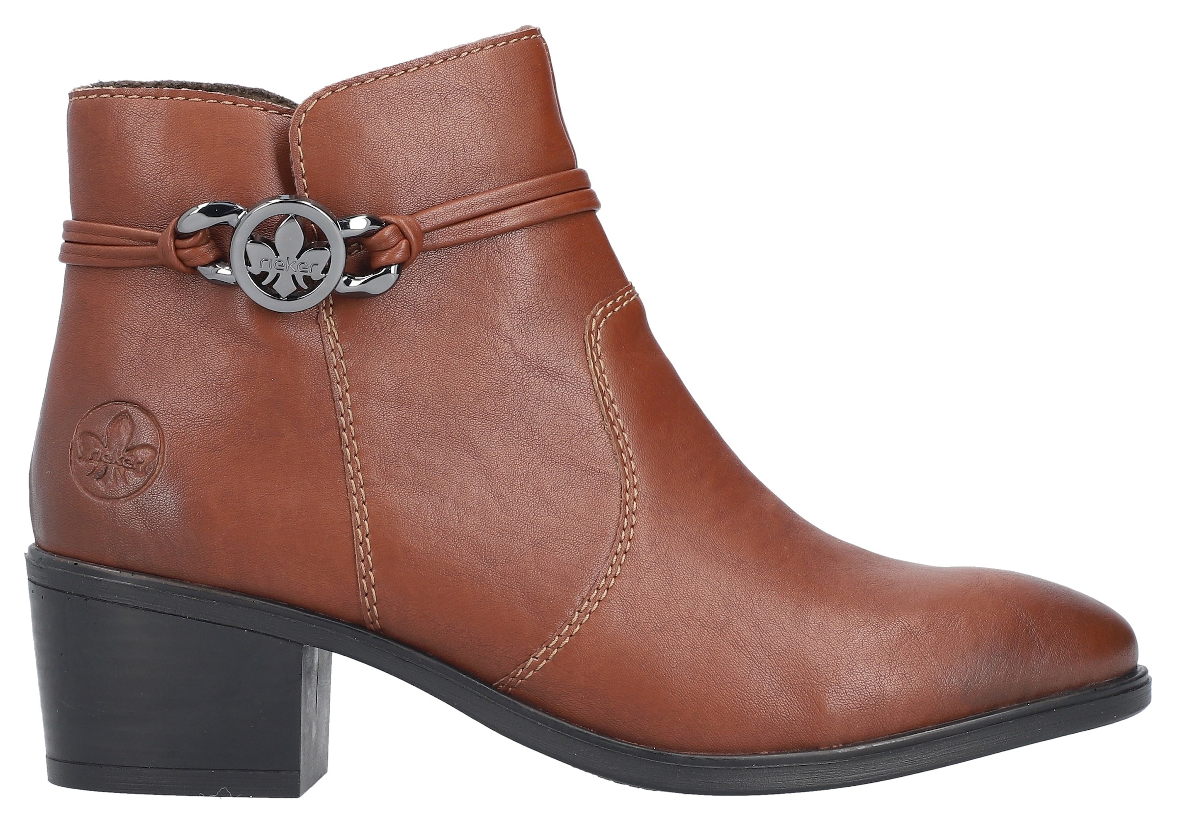 Rieker Stiefelette, Ankleboots, Klassik-Stiefelette, Blockabsatz, Innenreißverschluss