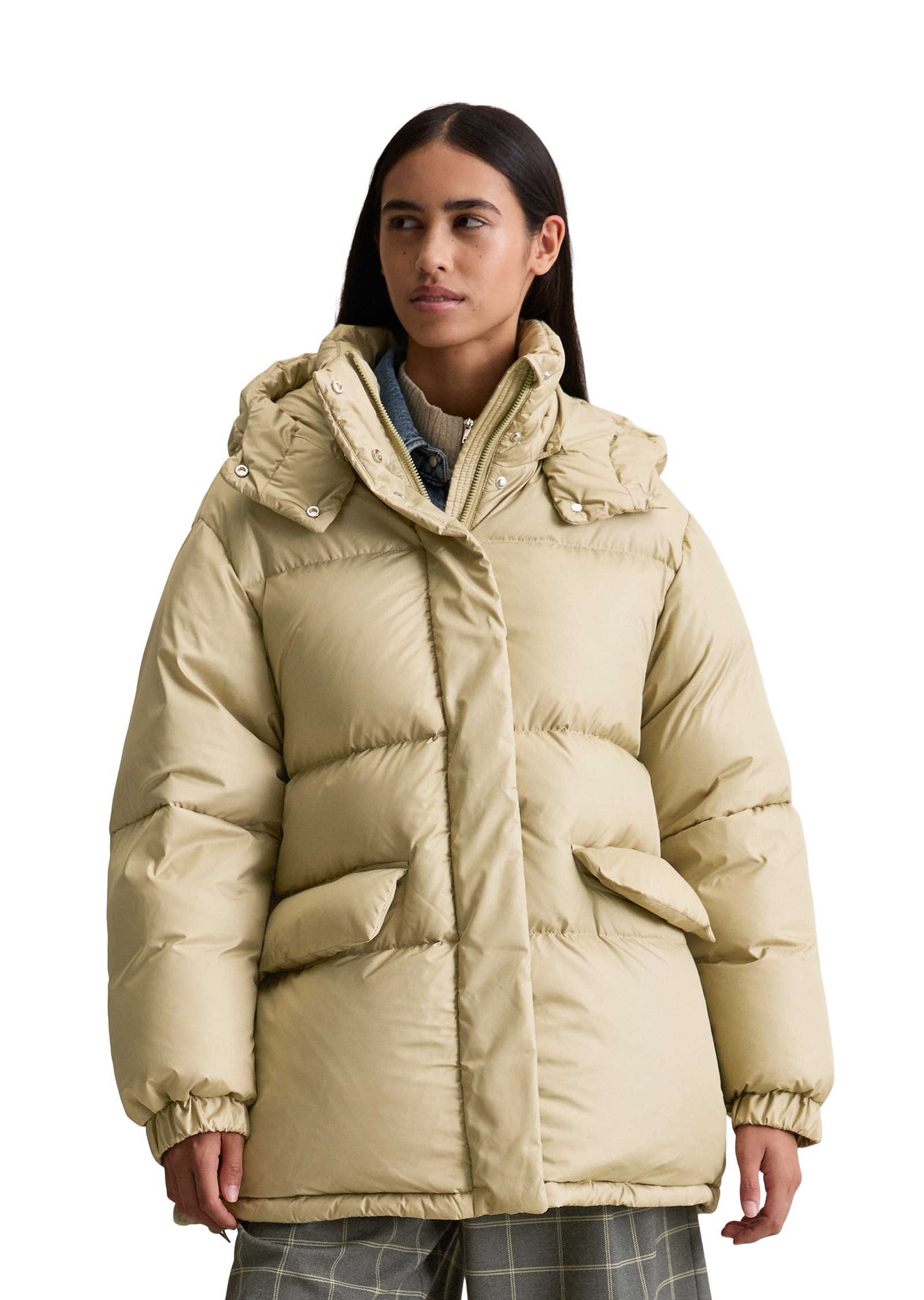 Damen Outdoorjacke "aus recyceltem Polyester-Ripstop"artichoke leaf, Gr. XL, MARC O'POLO DENIM, unifarben, Obermaterial: 100% Polyester; Füllung: 70%