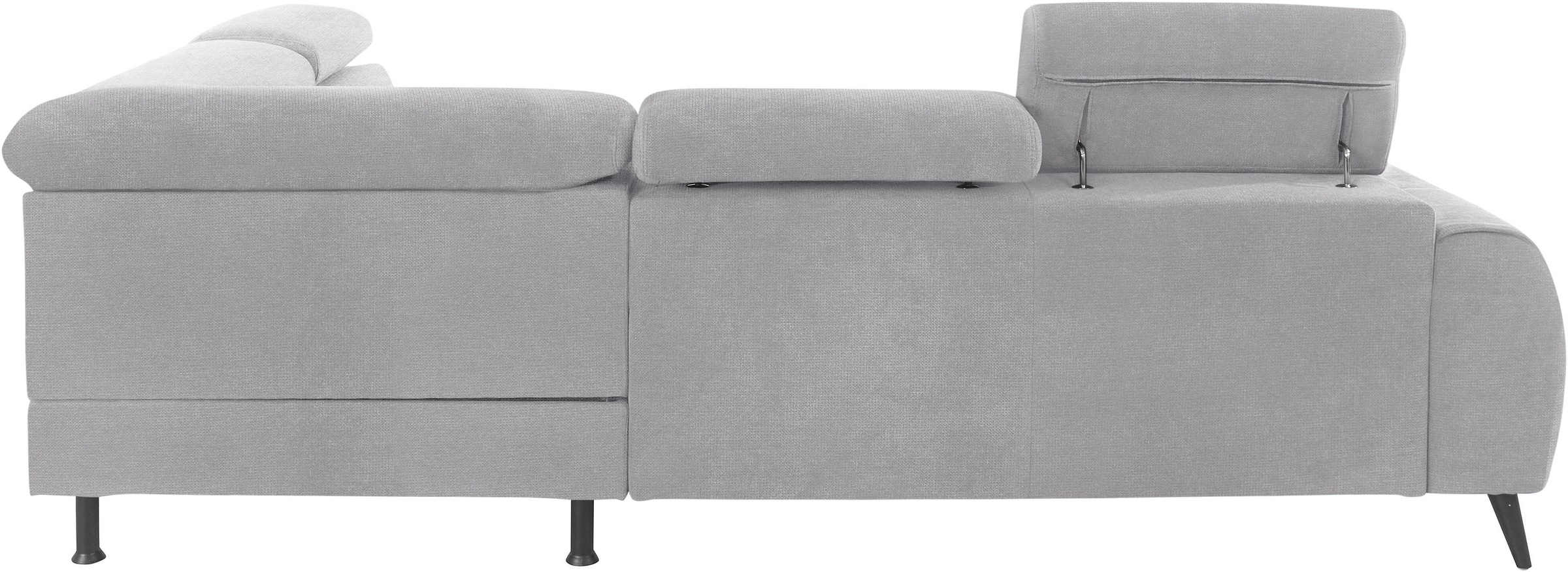 COTTA Ecksofa »Mia L-Form mit 3 Zierkissen«, wahlweise mit Bettfunktion, Bettkasten, Beleuchtung & Wireless-Charger