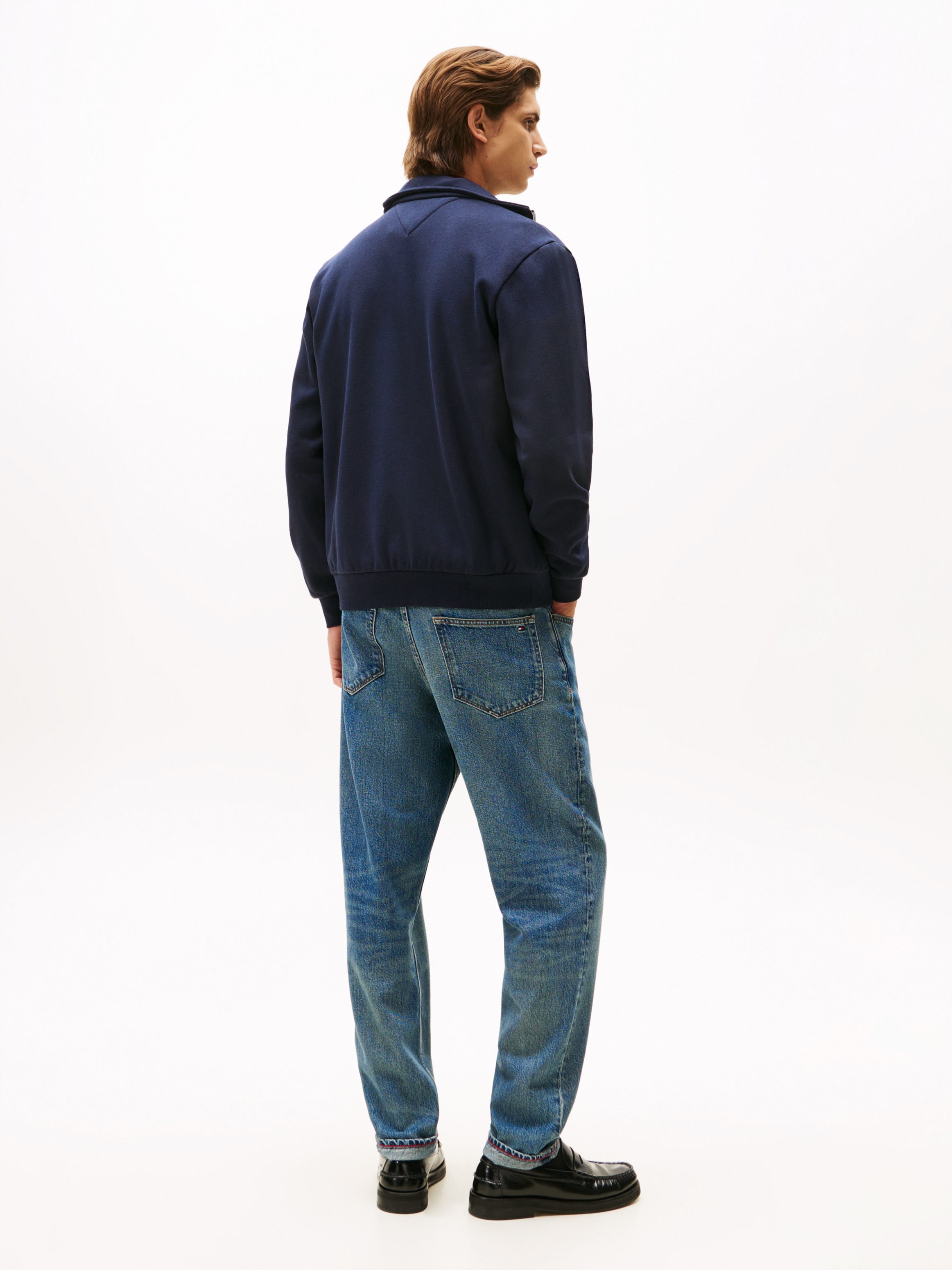 Tommy Hilfiger Blouson »GLOBAL STRIPE ZIP THROUGH« ohne Kapuze Sweatjacke Freizeitjacke Regular fit, Stehkragen