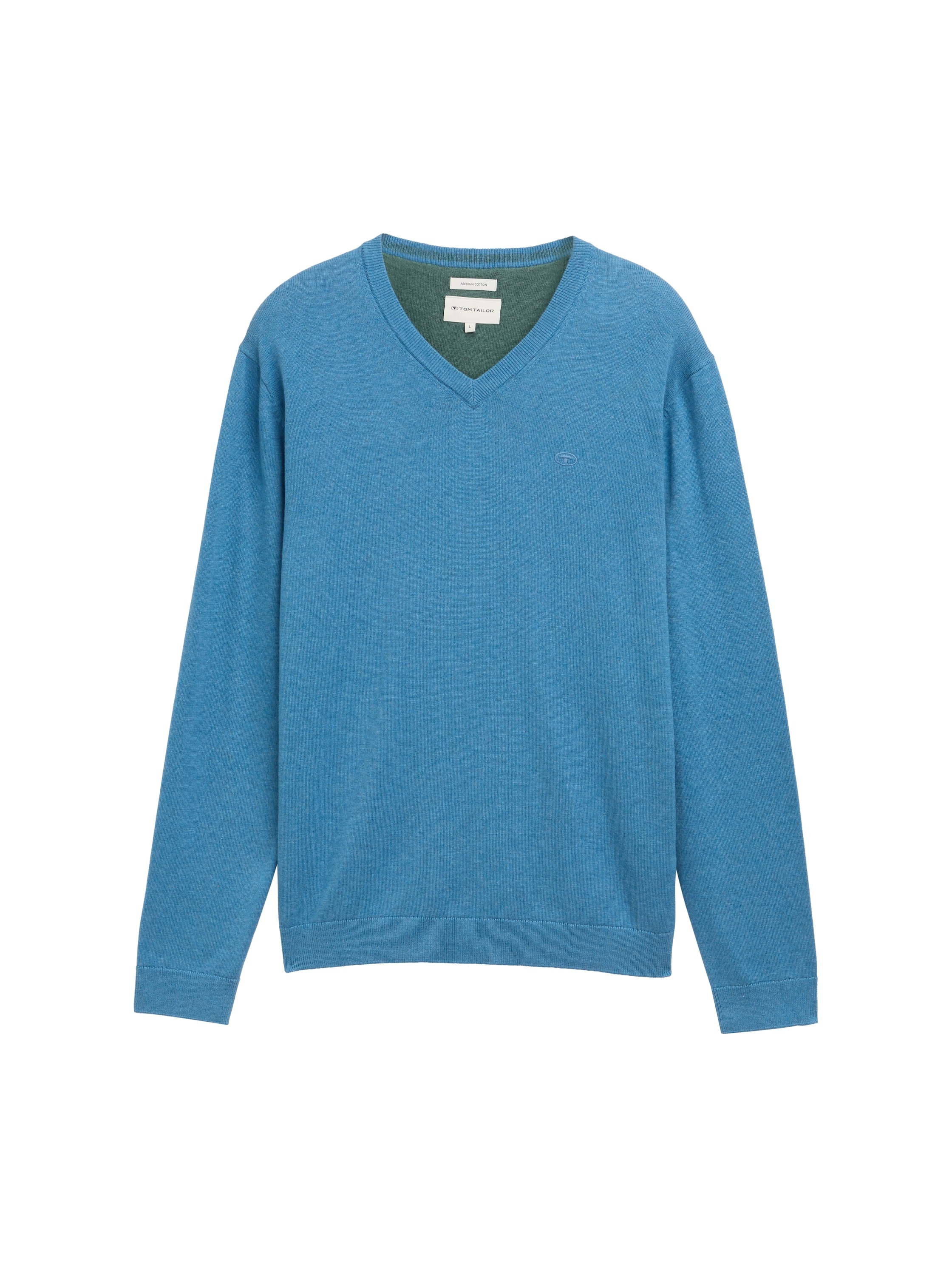 TOM TAILOR V-Ausschnitt-Pullover, mit kleiner Logo-Stickerei