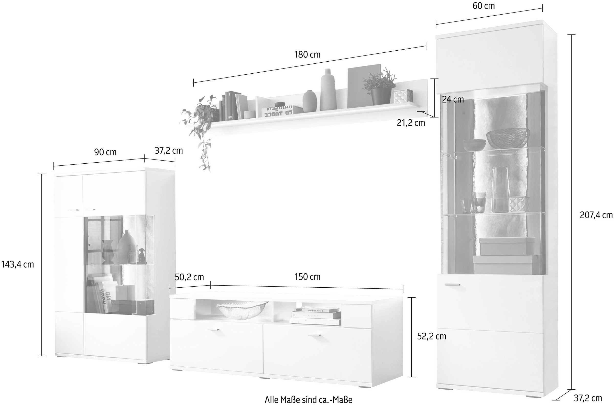 set one by Musterring Wohnwand »TACOMA«, (Set, 4 St.), Typ 52, mit  Wandboard | BAUR