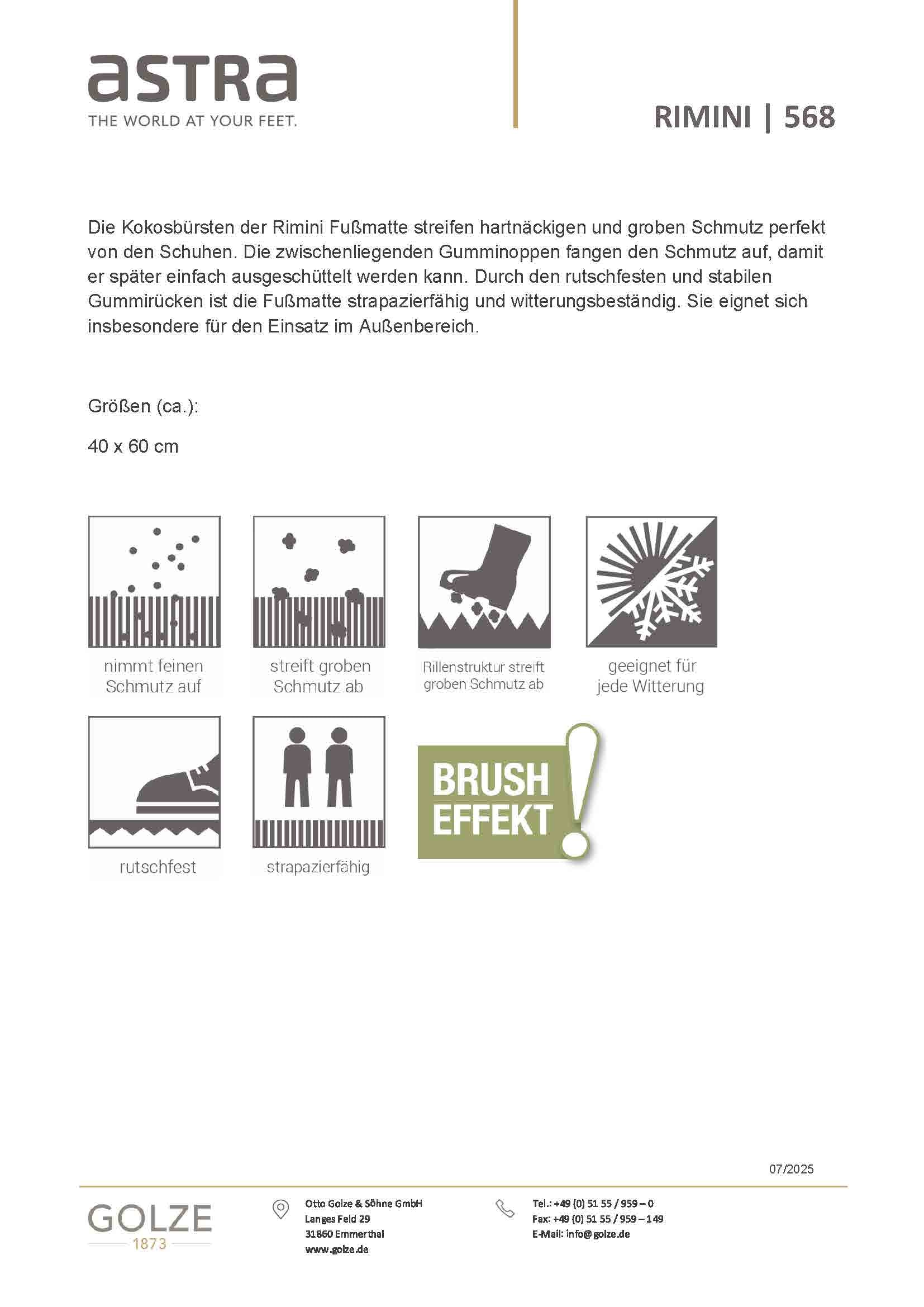 ASTRA Fußmatte »Rimini 568-1« rechteckig 30 mm Höhe Schmutzfangmatte, mit Kokosbürsten, In -und Outdoor geeignet