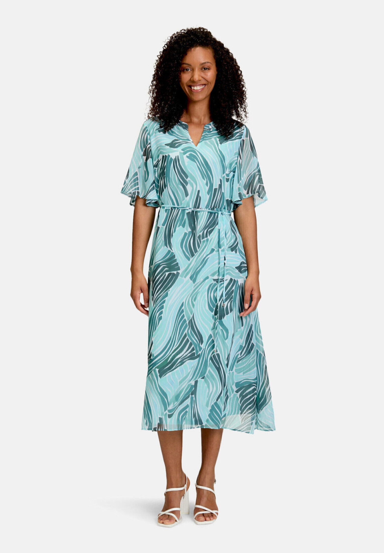 Betty&Co Chiffonkleid "Damen mit Flügelärmeln" Ohne Tasche Druck