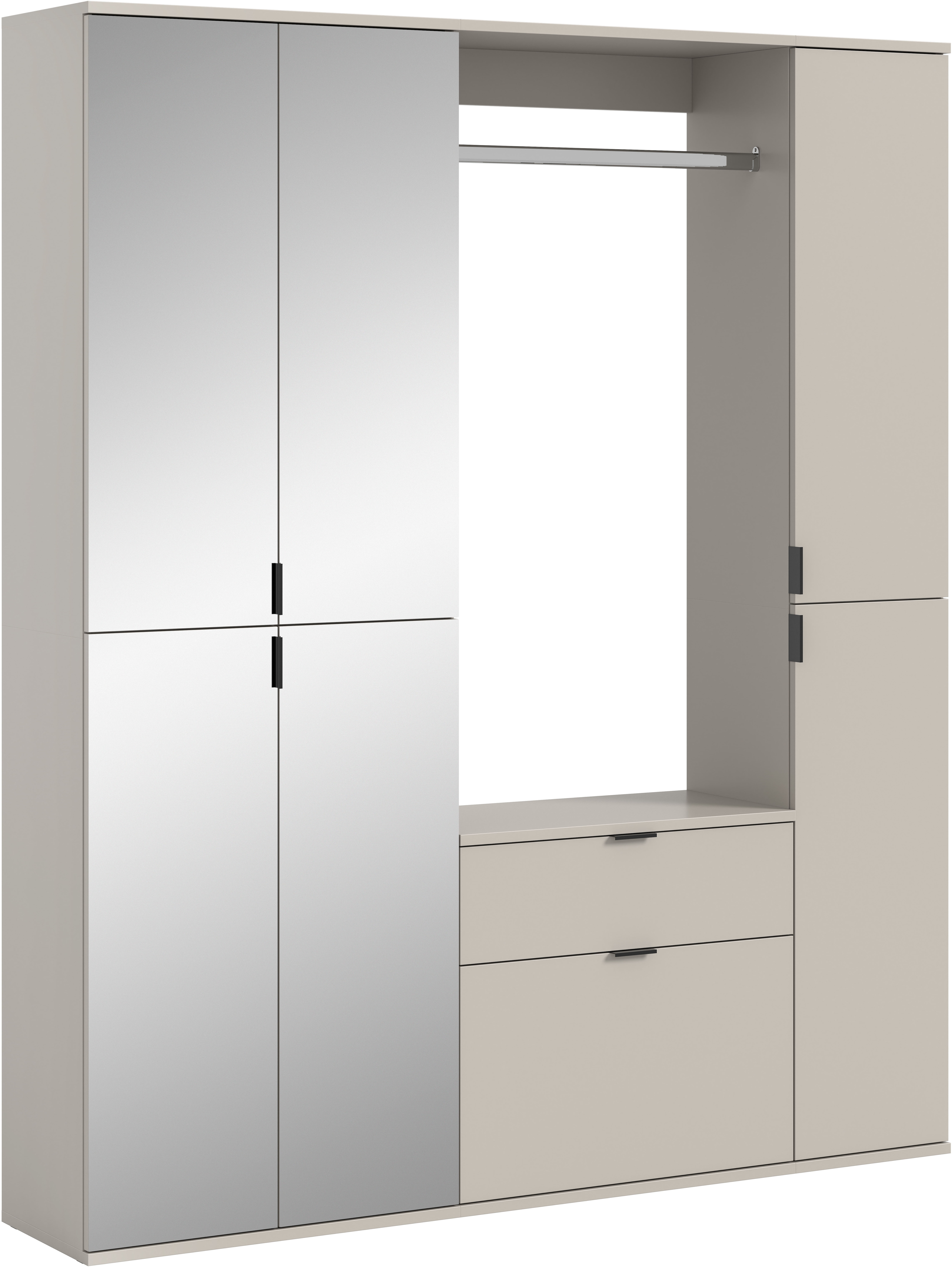 Home affaire Garderoben-Set "TRONDHEIM, 5-teilig, Breite 152cm, individuell platzier- & erweiterbar" Set, bestehend aus: 2x Garderobenschrank & 3-tlgs. Zwischenbauelement, 4 Stk. tlg.