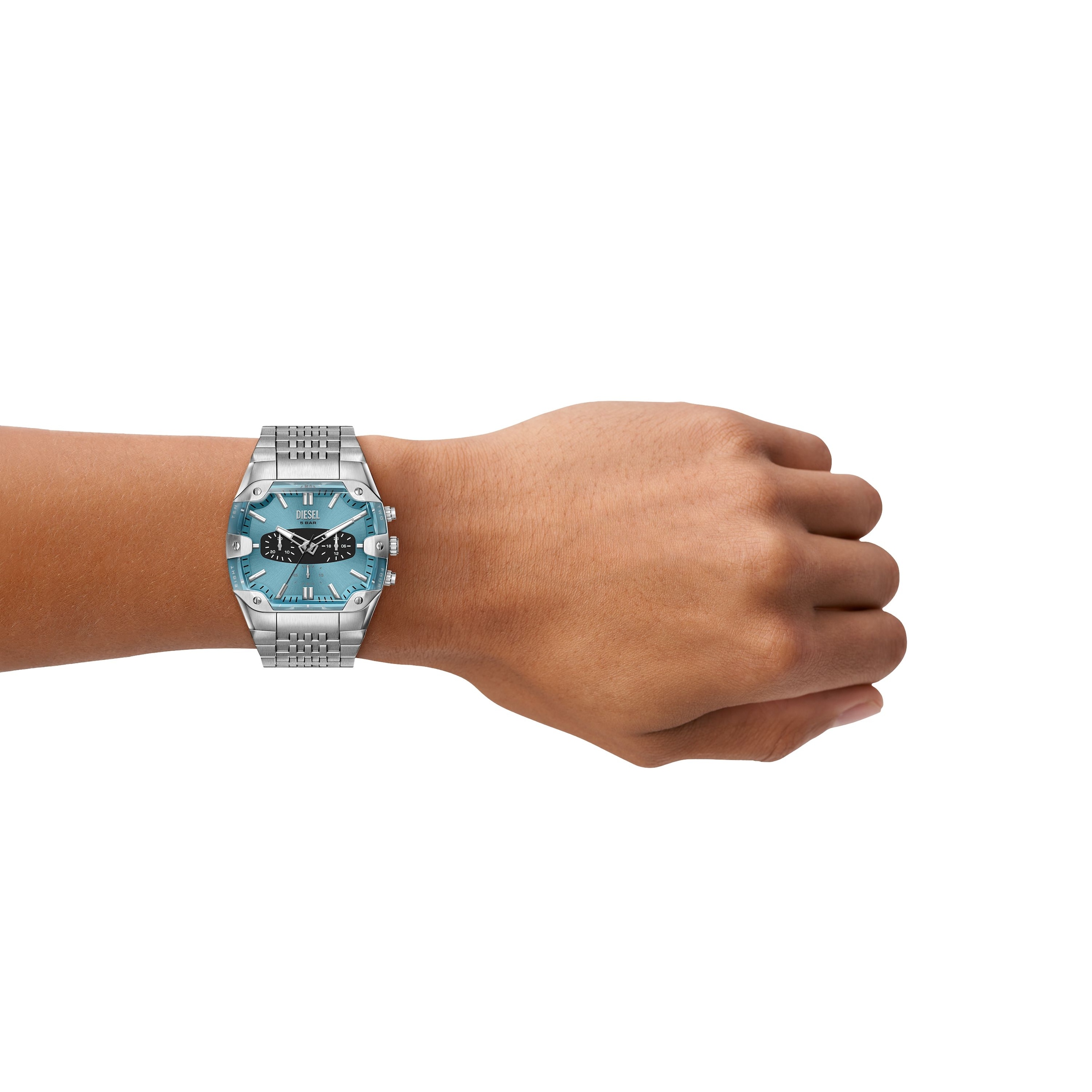 Diesel Chronograph »Spiked Cushion« Quarzuhr, Armbanduhr, Edelstahlarmband, analog, Stoppfunktion
