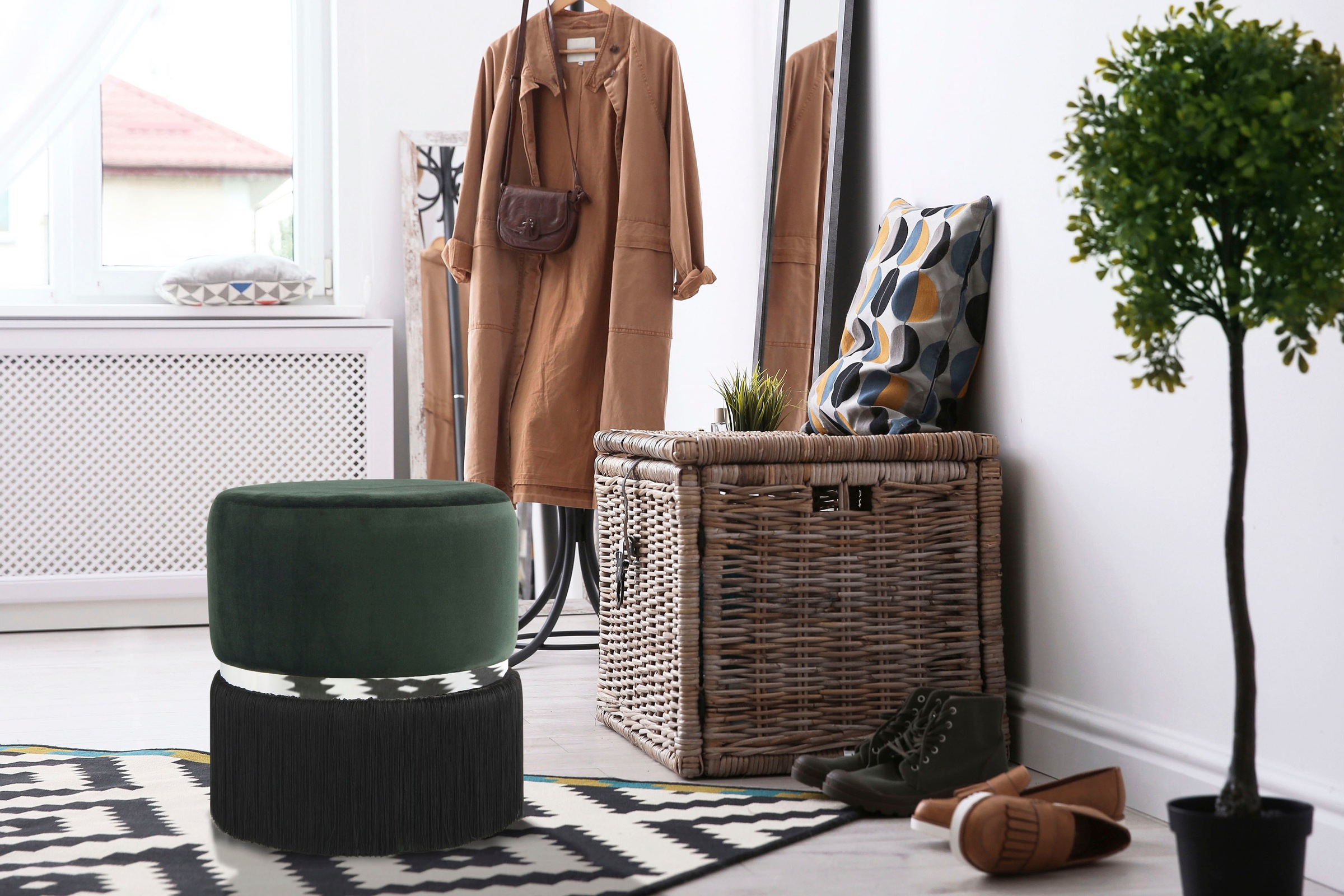 Kayoom Sitzhocker "Hocker Rebecca 825, Sitzpouf in runder Form,mit samtigem günstig online kaufen