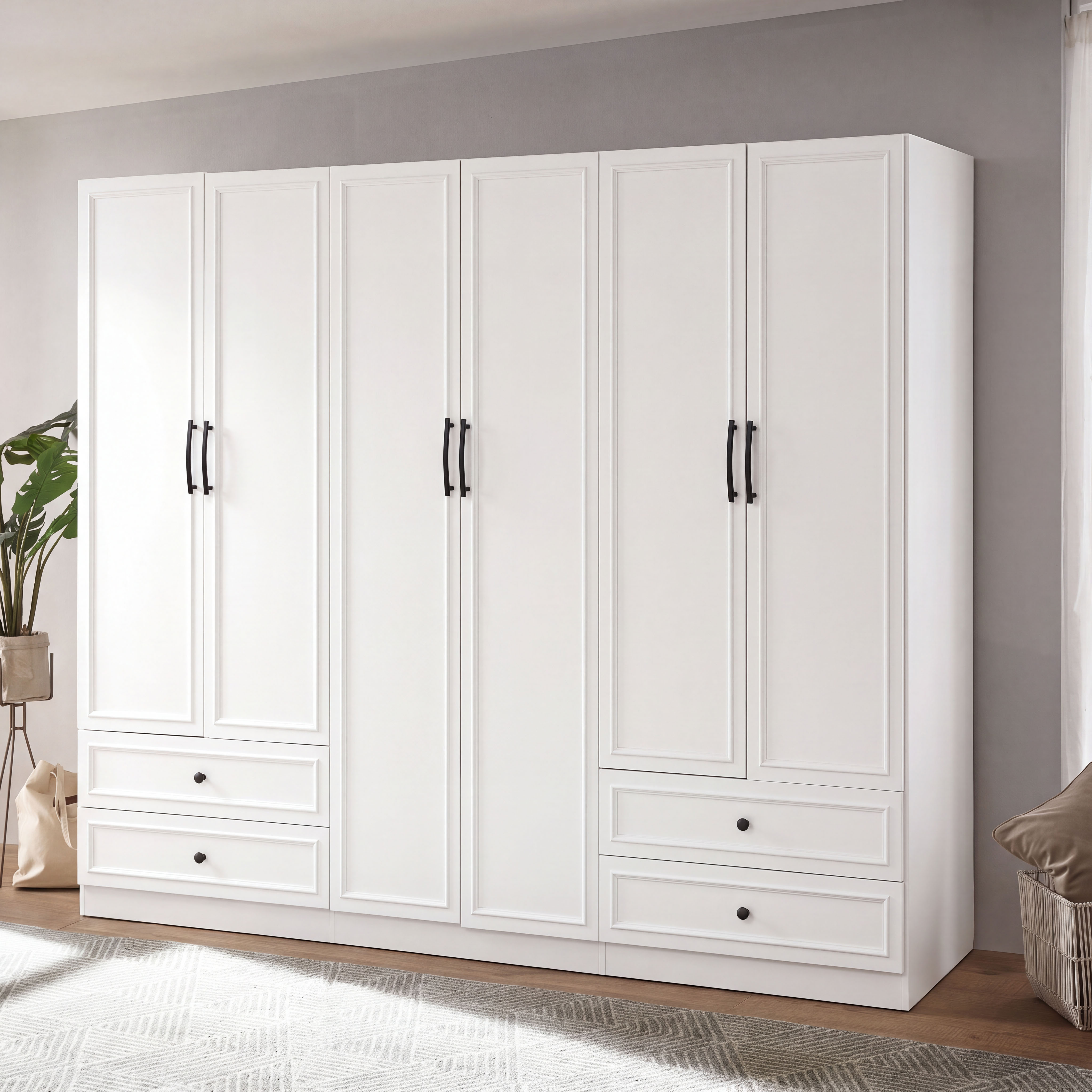 OTTO home Kleiderschrank "Arrian 240 cm Weiß 6-türiger Drehtürenschrank im Landhausstil" XXL STAURAUM FÜR IHR ZUHAUSE