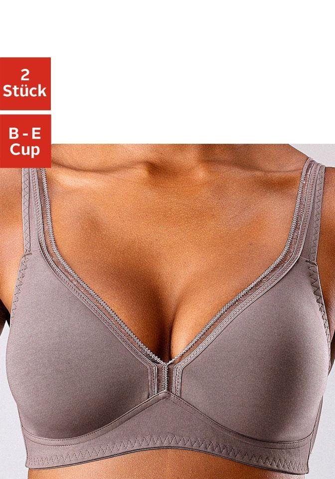 petite fleur by Lascana T-Shirt-BH ", BH ohne Bügel, Entlastungs-BH, Baumwoll-BH" Packung, mit breiten Trägern, große Größen, bequemer BH