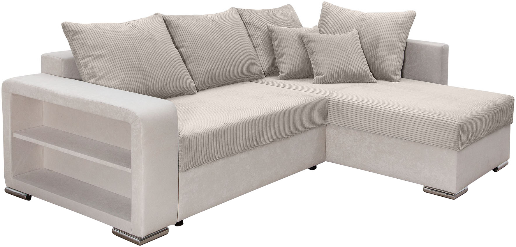 Thumbnail - COLLECTION AB Ecksofa "L-Form" Regalarmlehne mit LED RGB Beleuchtung,Bettfunktion und Bettkasten