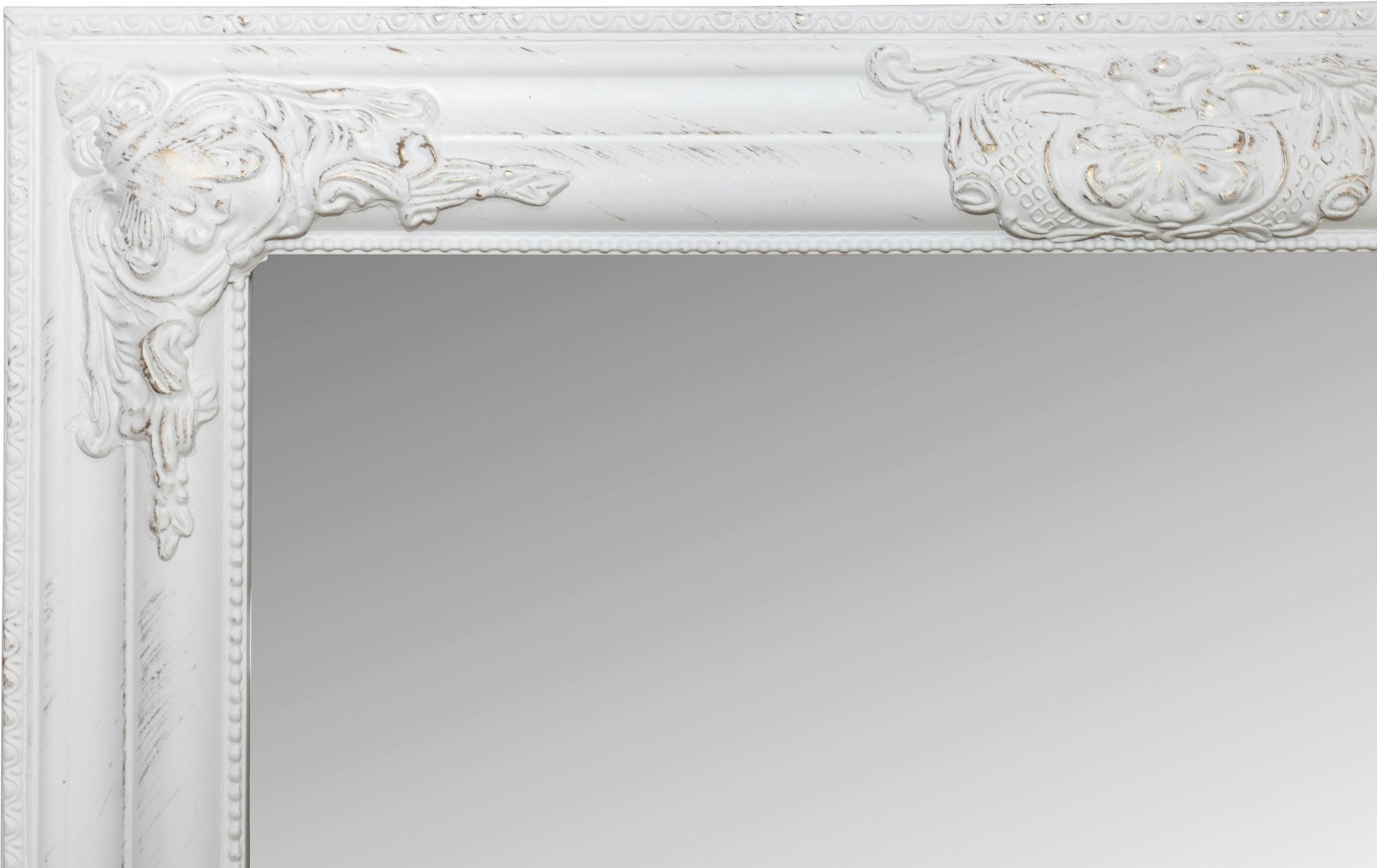 Myflair Möbel & Accessoires Wandspiegel »Xub«, (1 St.), weiß, rechteckig, Rahmen mit Antik-Finish, Spiegel mit Facettenschliff