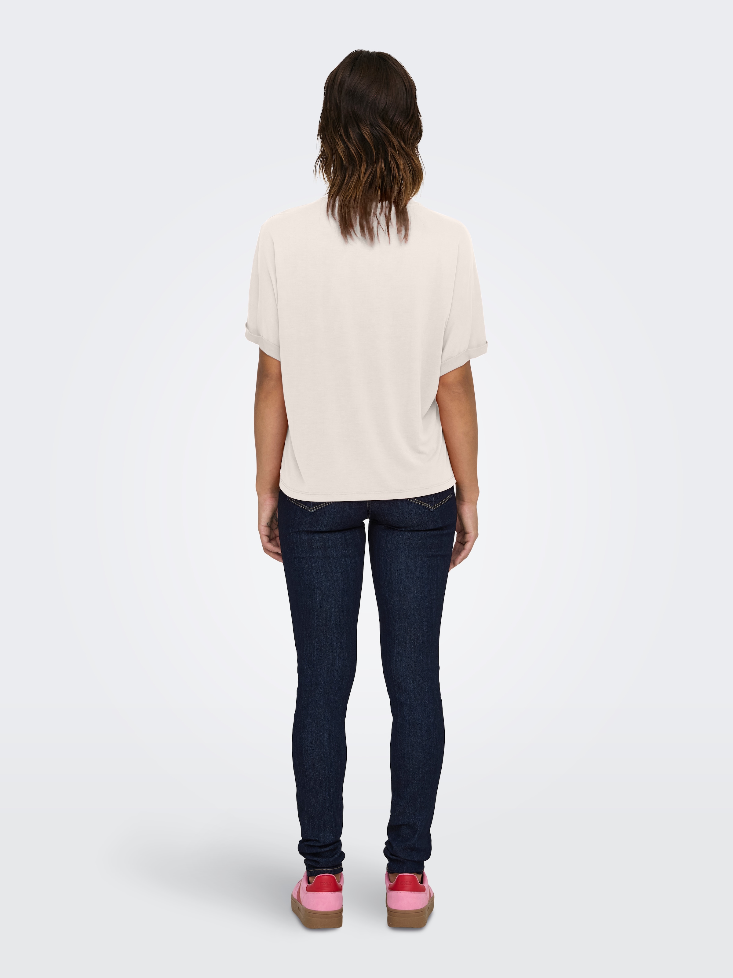 ONLY T-Shirt »ONLFREE LIFE S/S FOLD-UP TOP BOX JRS« Materialmix, regular fit, Rundhals