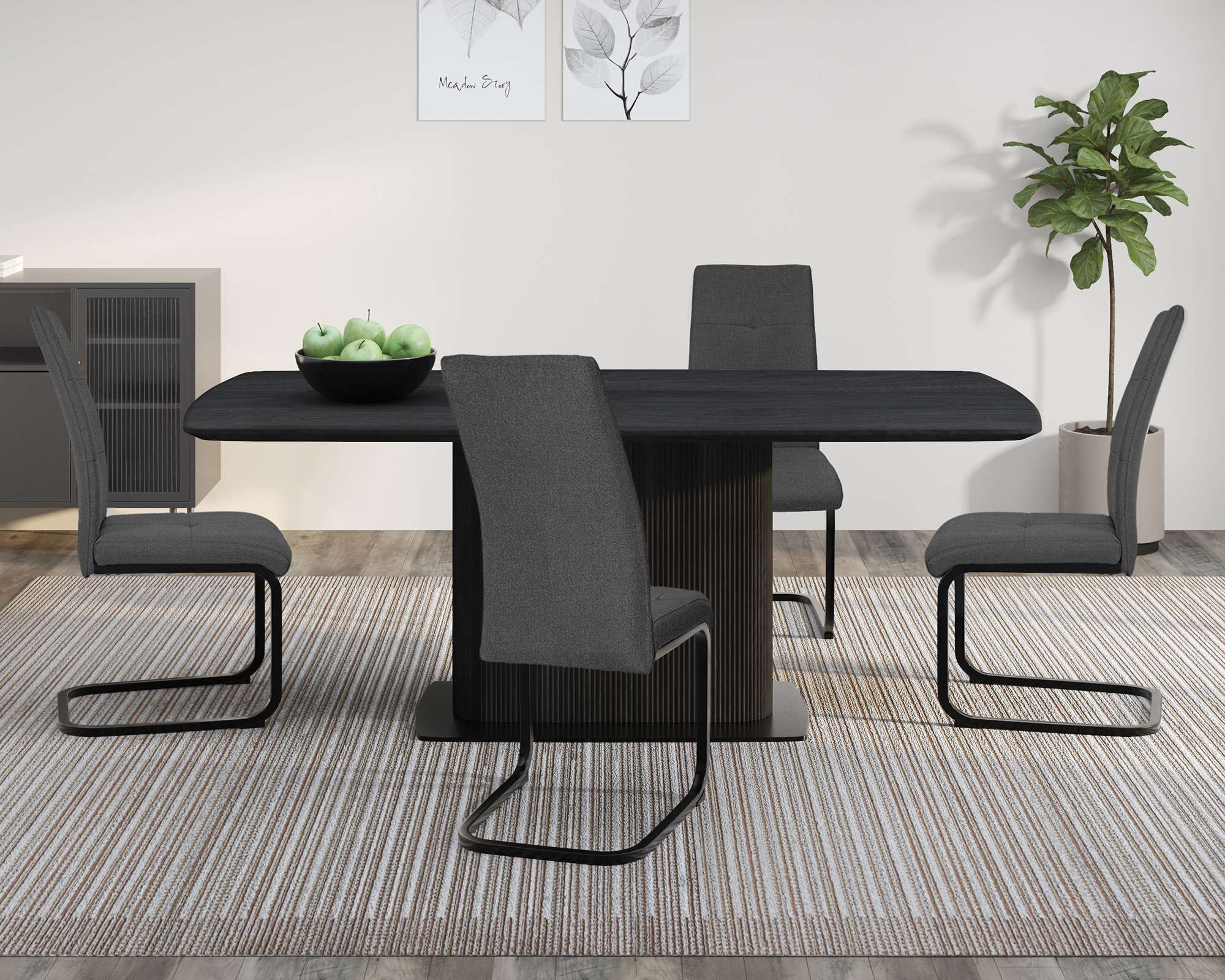 OTTO home Esszimmerstuhl »Calgoty« (Set) 2 Stk.Freischwinger, Webstoff Bezug, schwarzes Metallgestell