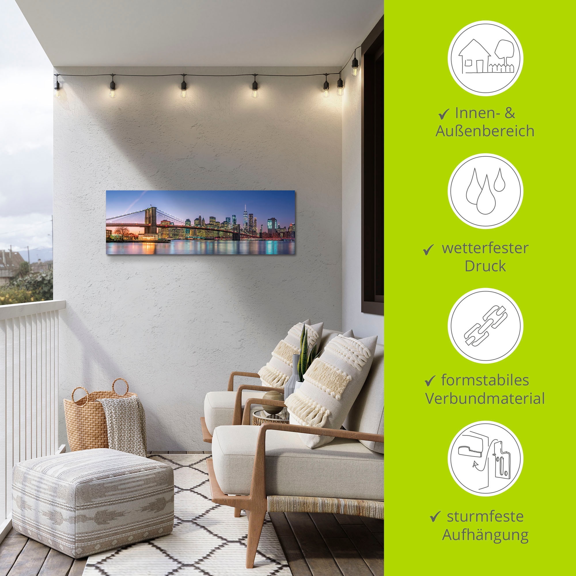 Artland Wandbild »Skyline New York City«, New York, (1 St.), als Alubild, Outdoorbild, Leinwandbild, Poster, Wandaufkleber