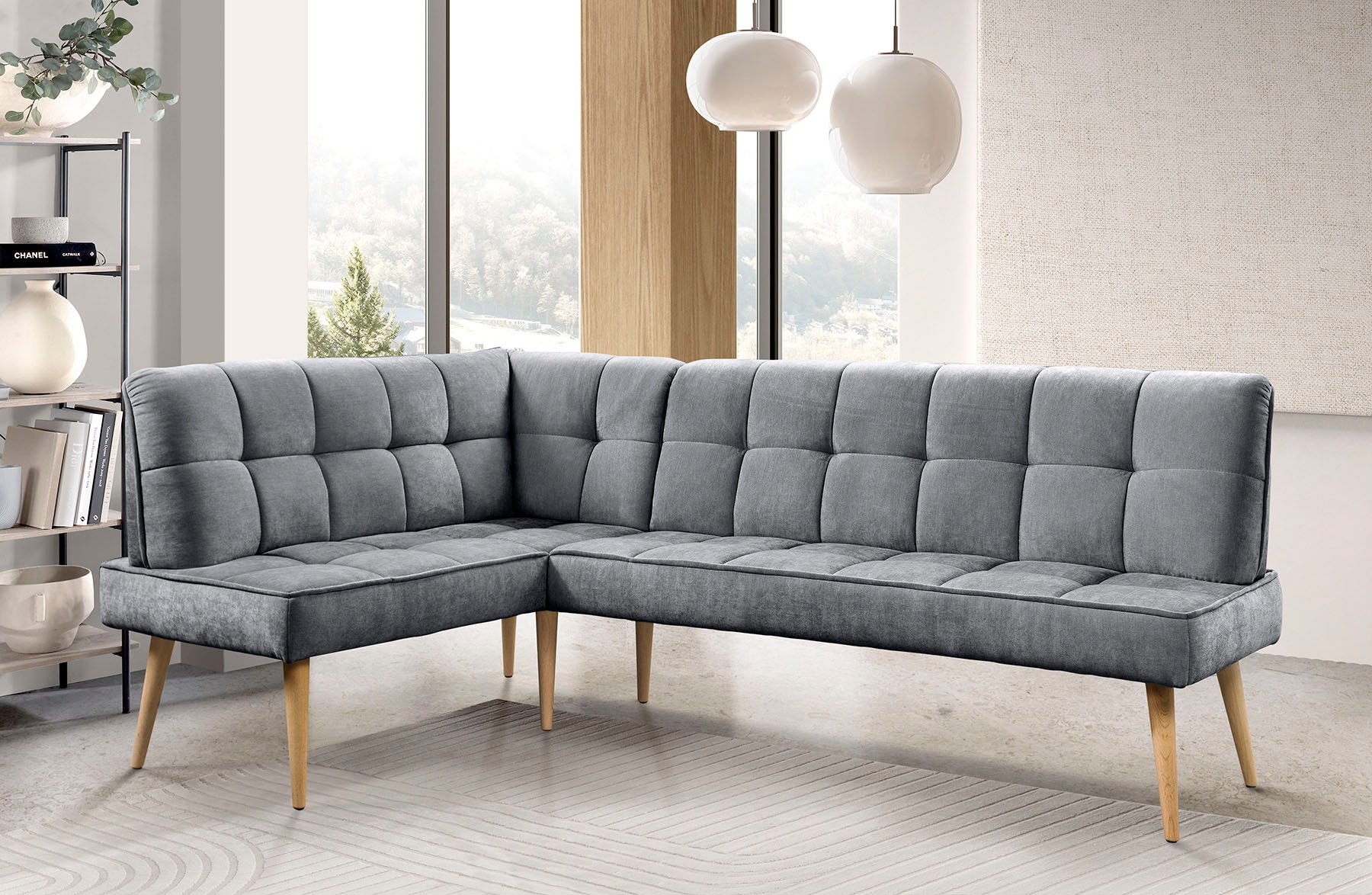 EXXPO SOFA FASHION Latte Corner Bench Anthracite