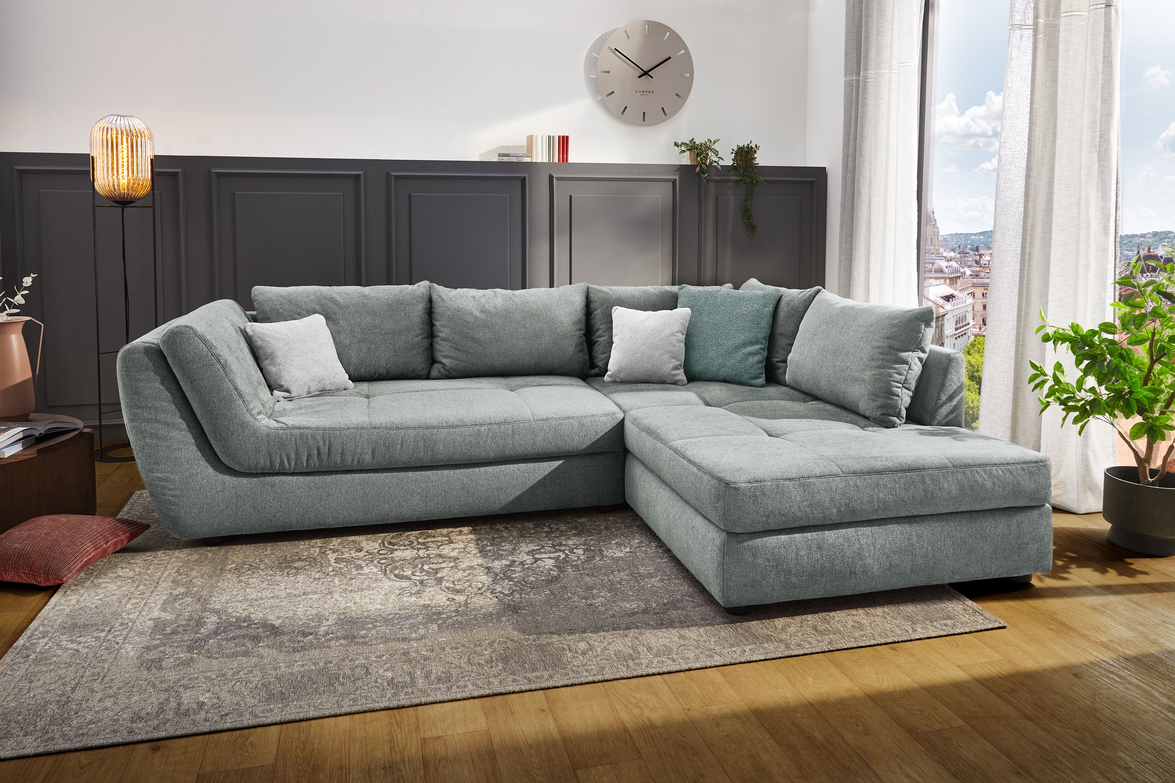 Jockenhöfer Gruppe Ecksofa "Rascasse L-Form, B: 322 cm" mit Zierkissen, XXL günstig online kaufen