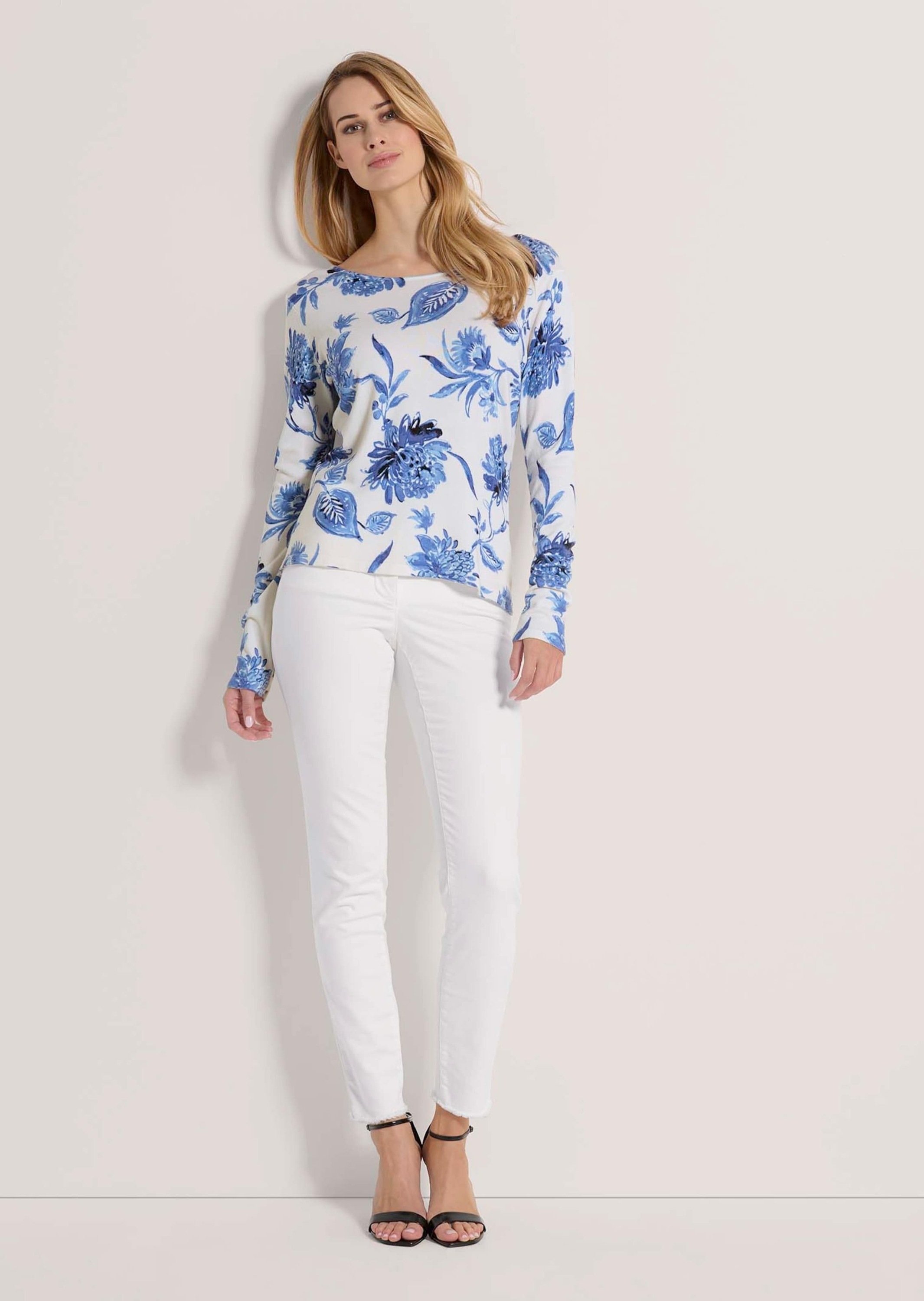 MADELEINE Longpullover »Pullover Rundhals-Pullover mit Floral-Print«