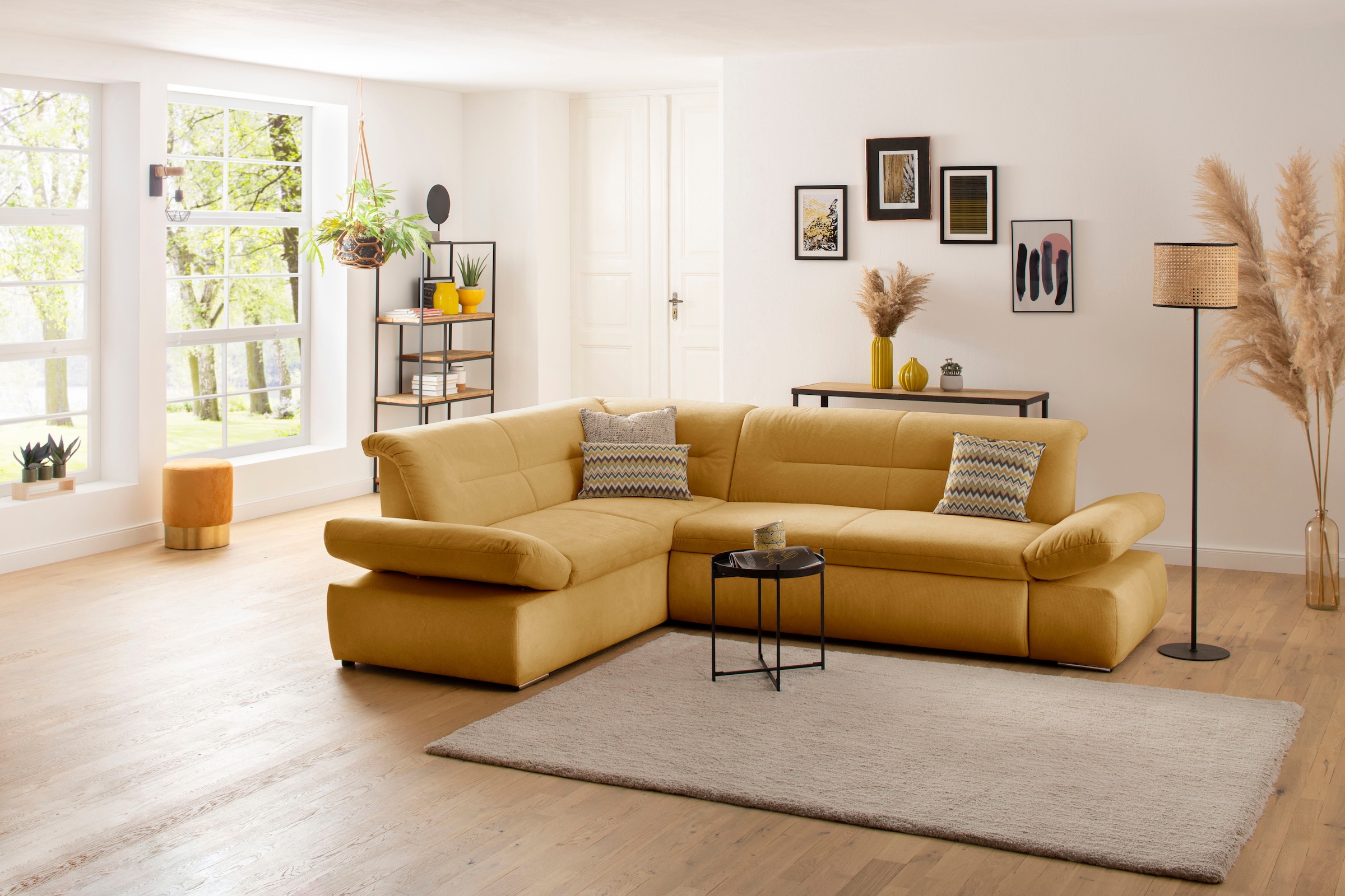 Home affaire Ecksofa "Avesa L-Form" Wahlweise mit Arm- und Bettfunktion, B/T/H: 275/211/80 cm