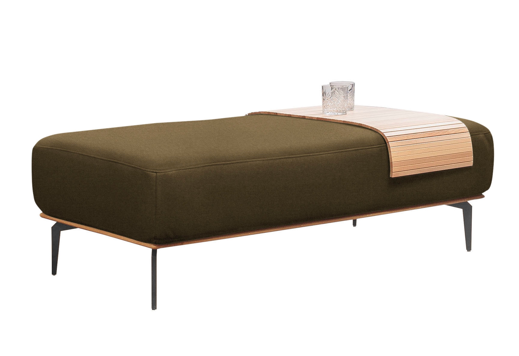 W.SCHILLIG Polsterhocker »run«, mit Holzsockel, Füße in Schwarz pulverbeschichtet, Breite 150 cm
