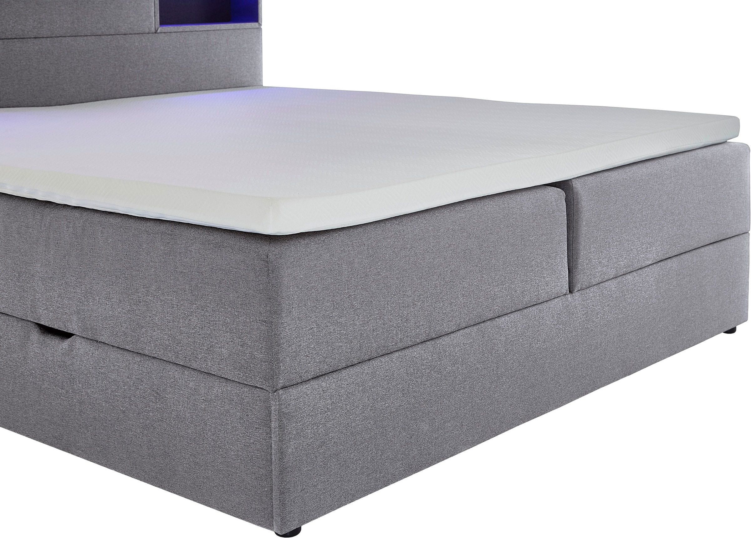 meise.möbel Boxspringbett »Caja mit Bettkasten und Topper«, mit LED ausgestattetes Ablagefach im Kopfteil