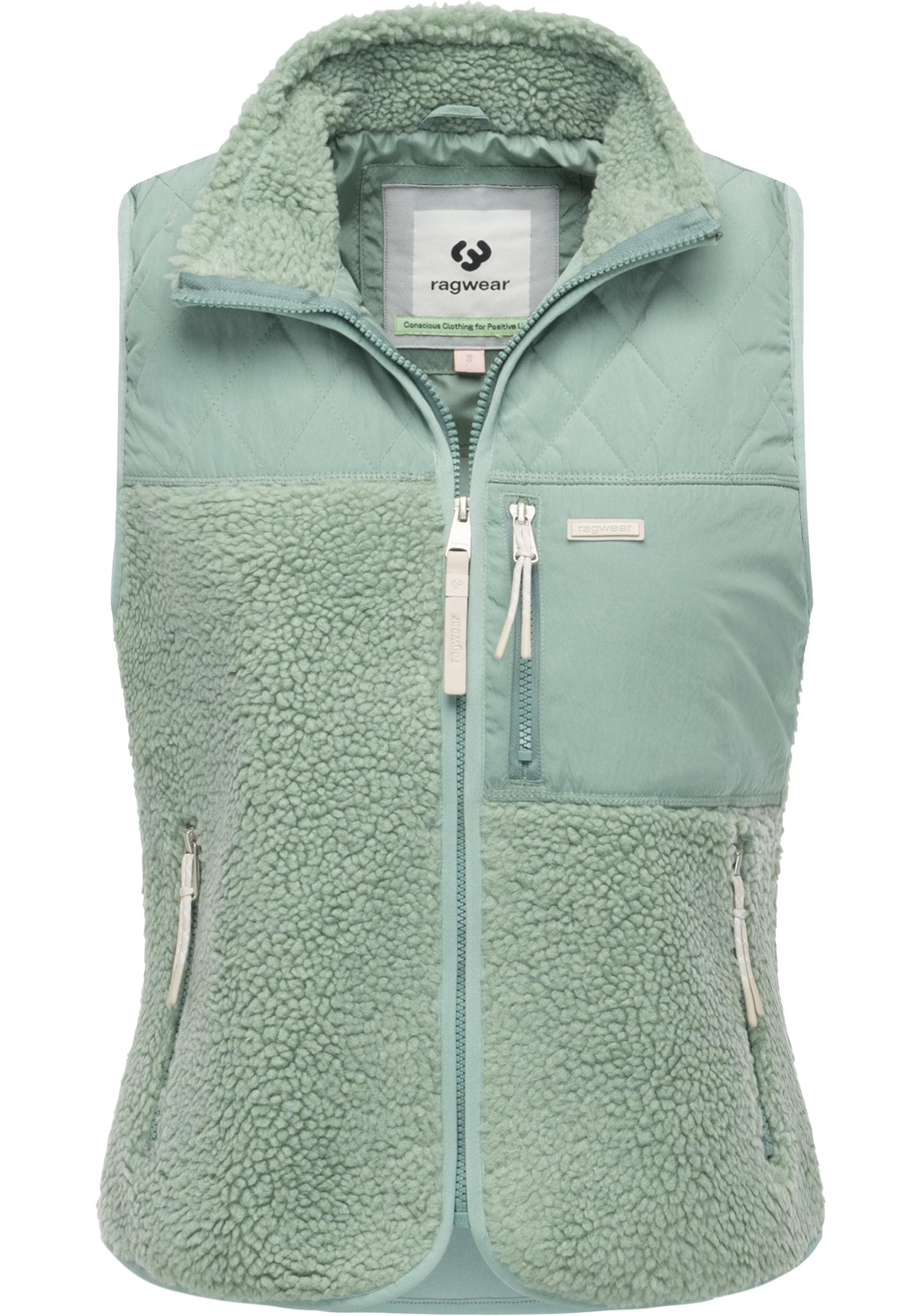 Ragwear Plüschweste »Junkin Bonded«, warme Damen Weste aus Materialmix mit Teddy-Fleece
