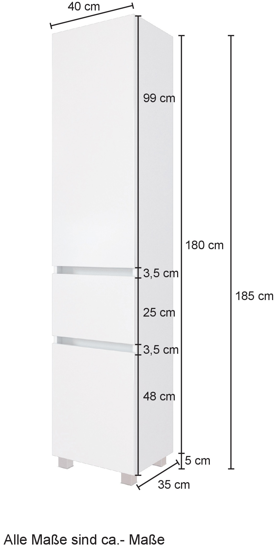 welltime Seitenschrank »Kaunas«, 40 cm breit, mit Schubkasten, Soft-Close-Funktion