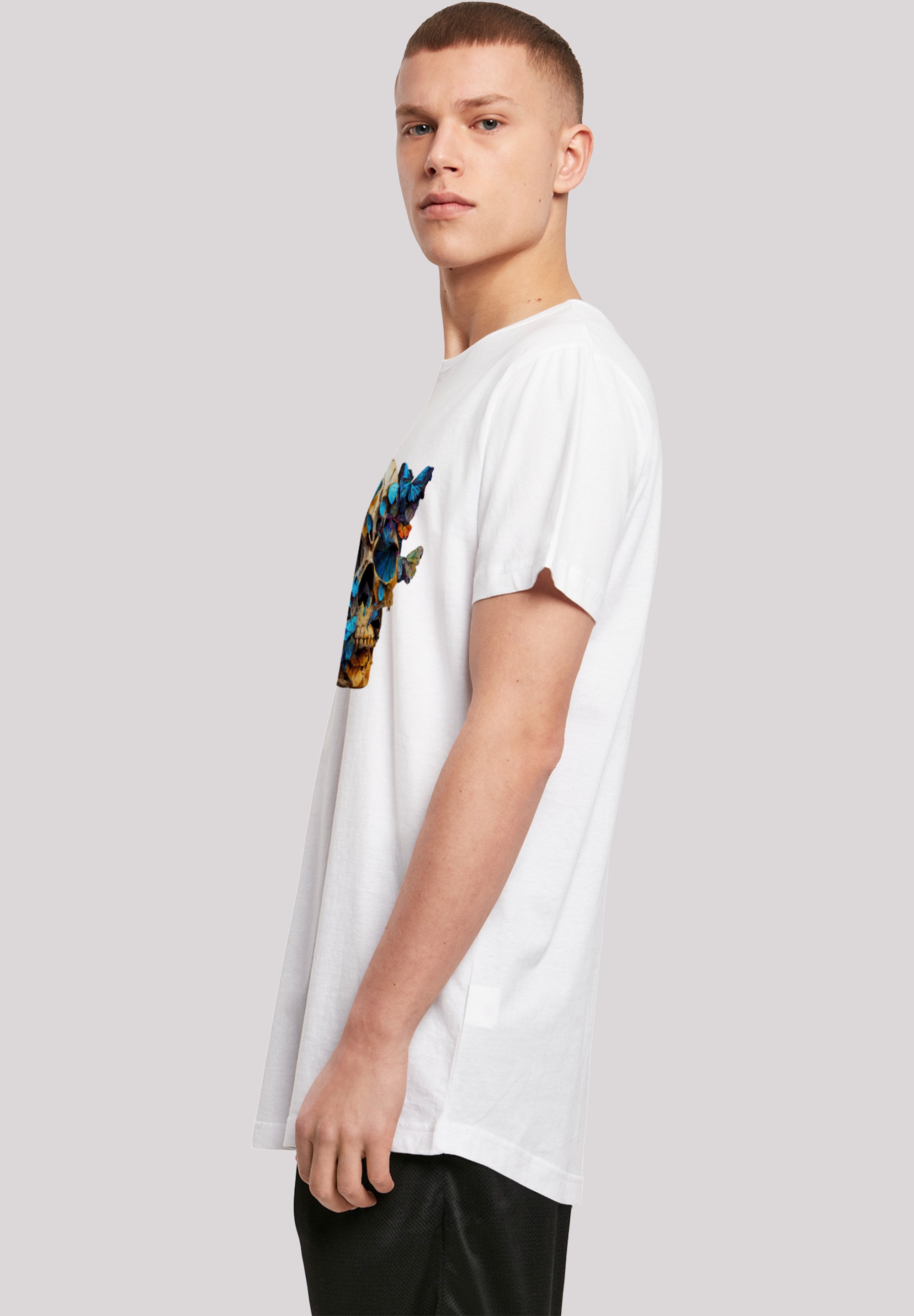 F4NT4STIC T-Shirt »Schmetterling Skull LONG TEE«, Print