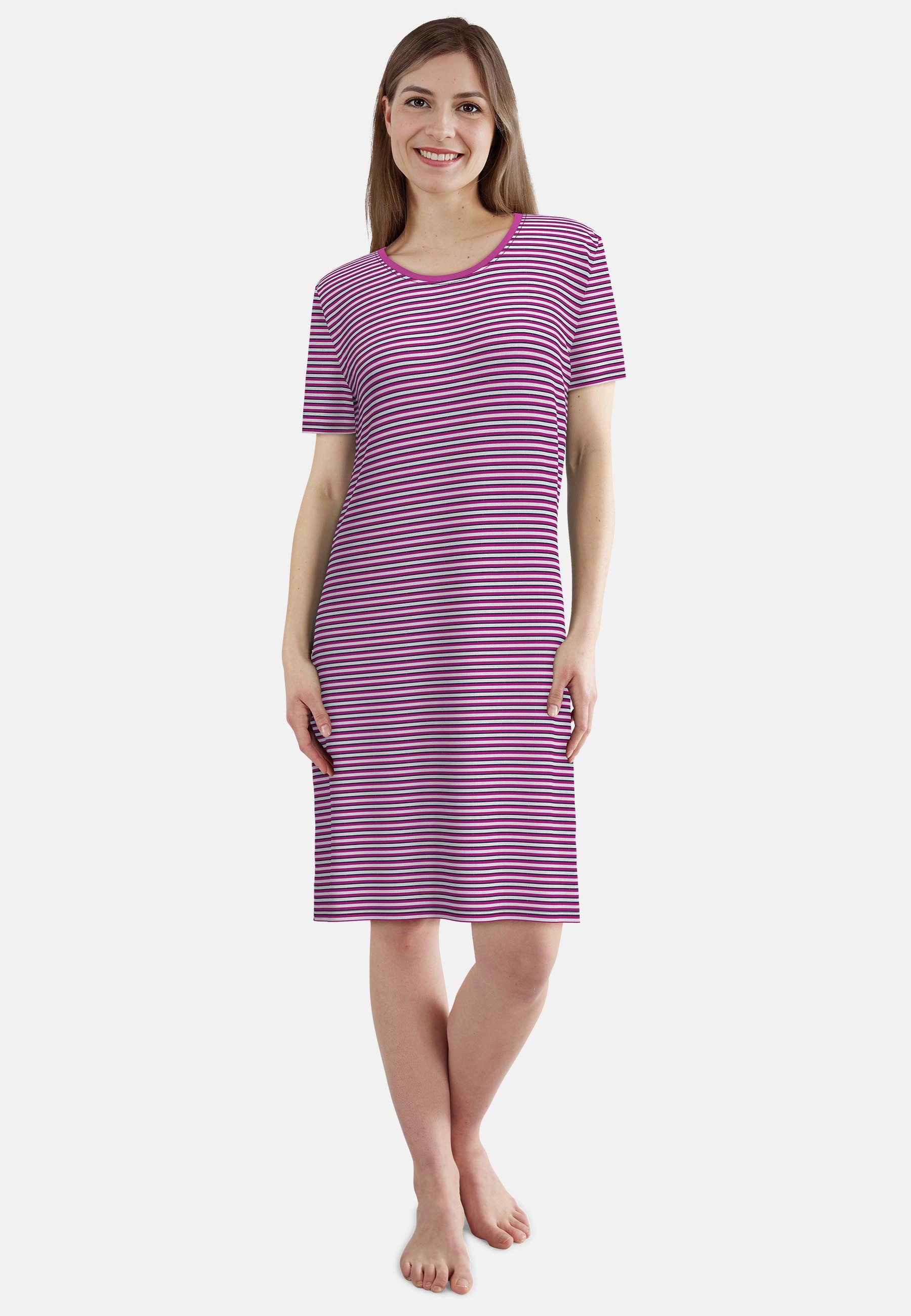 GÖTZBURG Nachthemd knielang, gestreift, Kurzarm, Rundhalsausschnitt, Baumwo günstig online kaufen