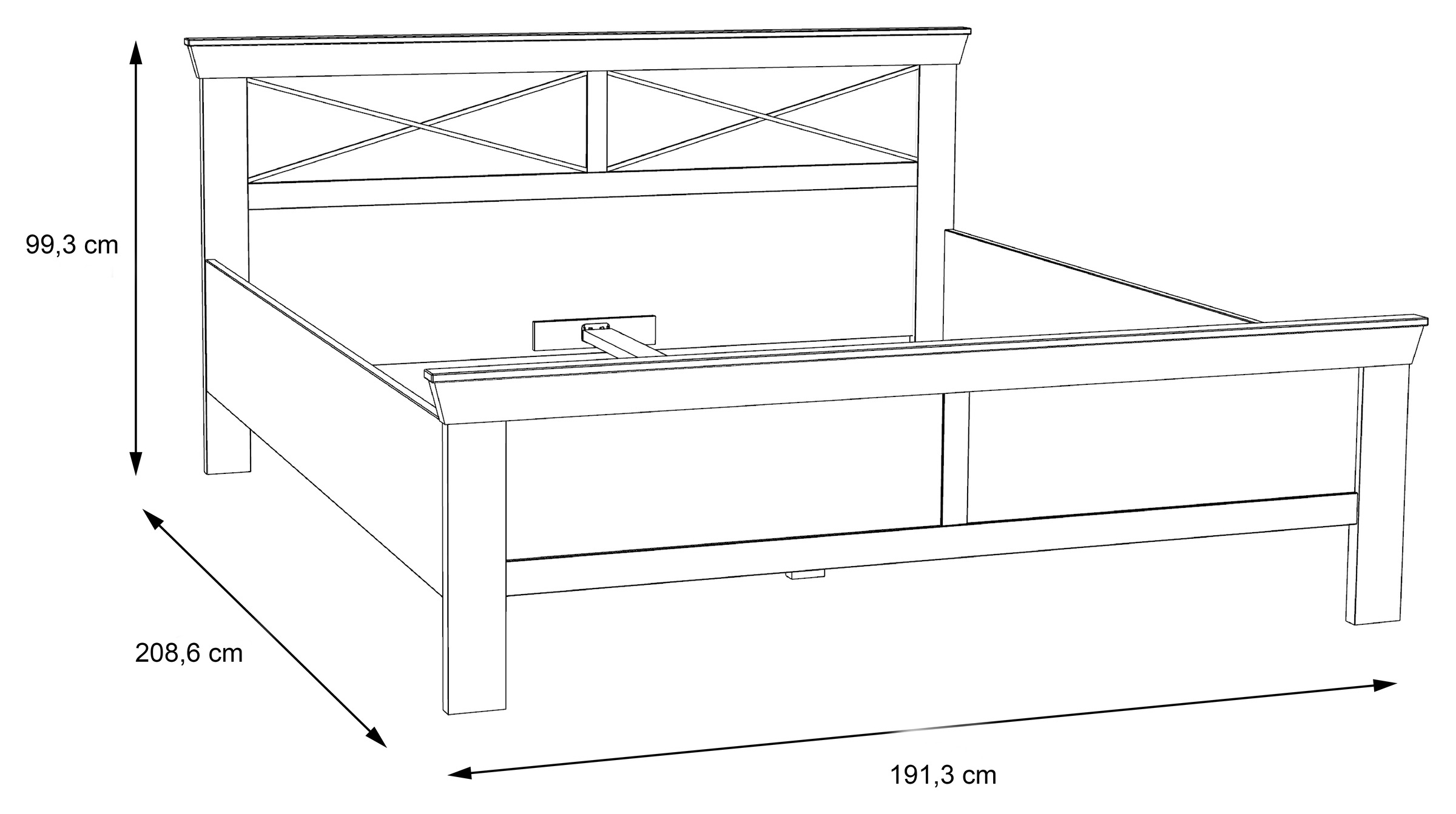 FORTE Bett »KASHMIR, Belastbarkeit 250 KG, dekoratives Kopfteil« Liegefläche 180 x 200 cm, B x H x T: ca. 191 x 99x 210 cm,  Bett im Landhaustil, pflegeleicht , Dekor Pinie Weiß