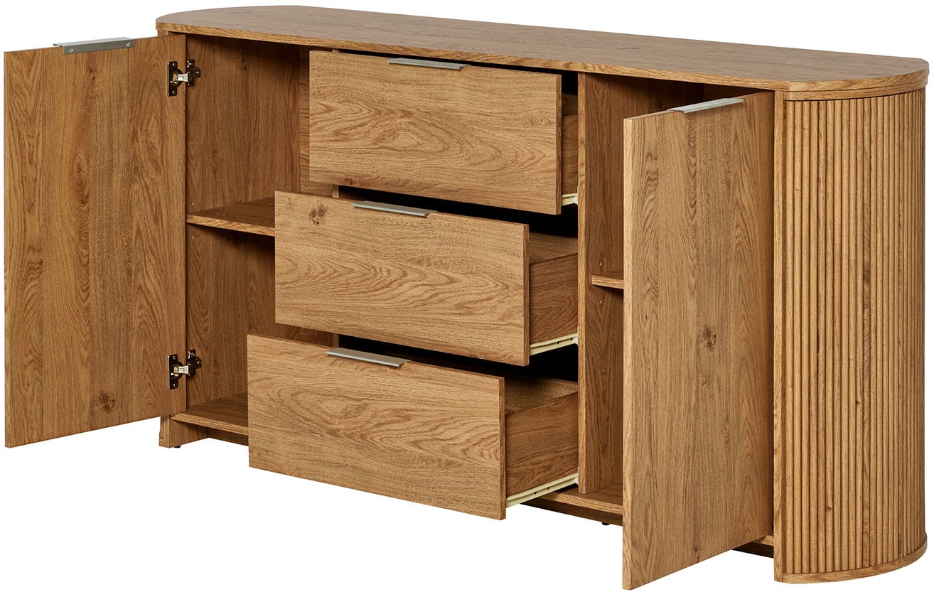 Jahnke Sideboard »MOON SB 160«, (1 St.), Sideboard, 2 Türen & 3 Schubladen, abgerundet, Breite ca. 160 cm