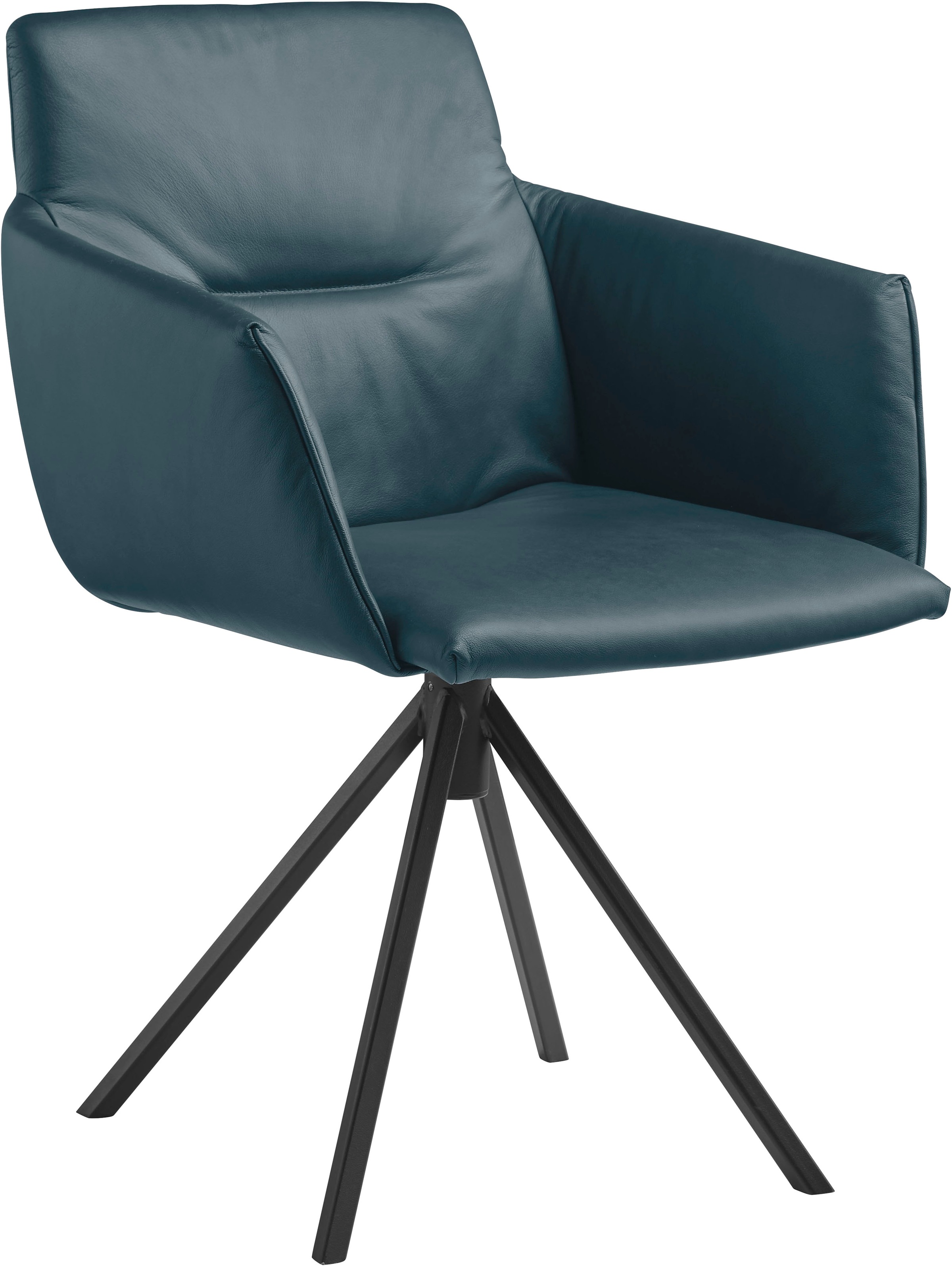Polsterstuhl MUSTERRING "JustB SP500", blau (ocean blau), 1 Stk., Longlife Xtra-Leder Z69, drehbar, Stühle, Polsterstuhl, mit Armlehne, wahlweise mit Drehfunktion, Stativgestell in schwarz
