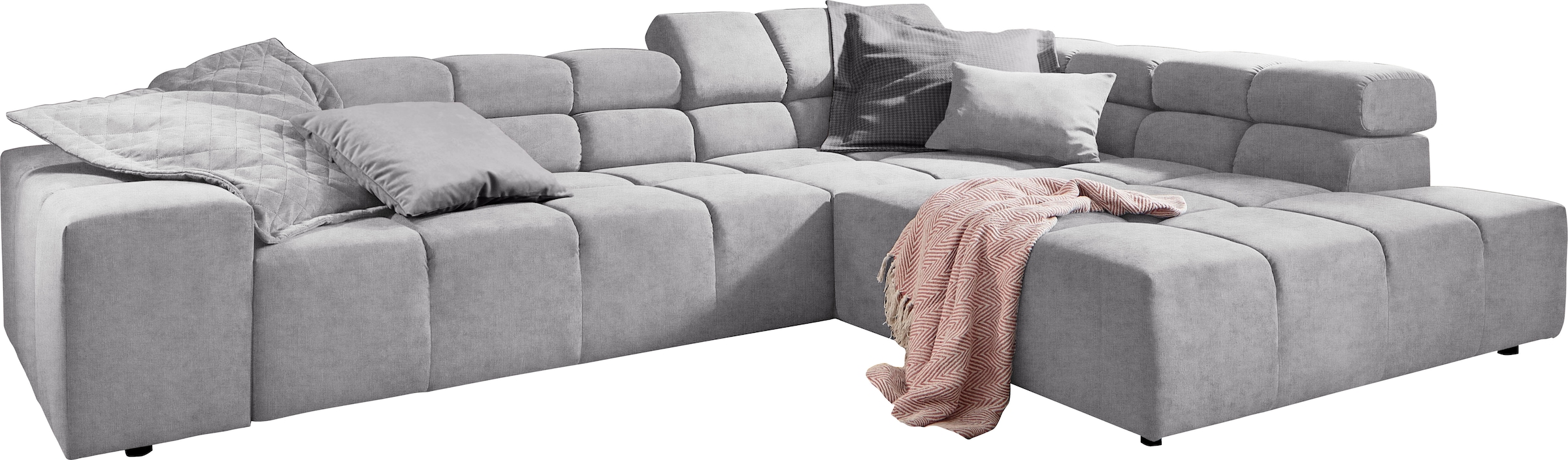 INOSIGN Ecksofa »Ancona incl. Kopfteilverstellung, Breite 319cm, L-Form«, wahlweise motorische Sitztiefenverstellung, auch in Cord + Easy Care