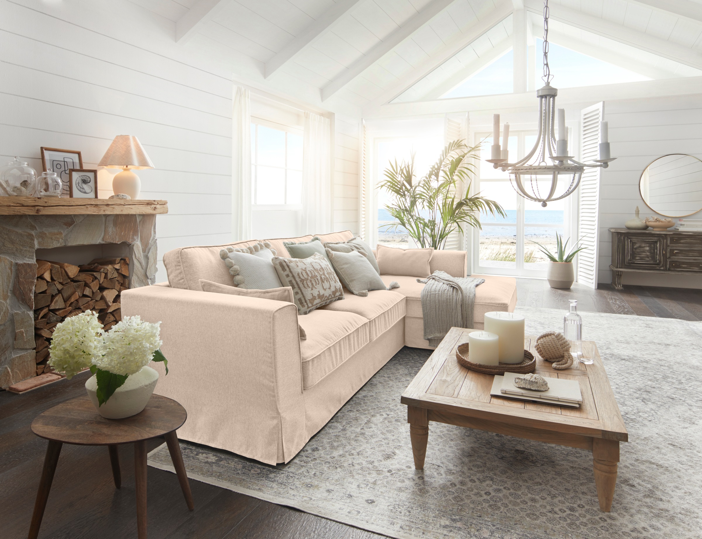 Home affaire Ecksofa "Vintage L-Form" 3-Sitzer Polsterecke im Landhausstil, günstig online kaufen