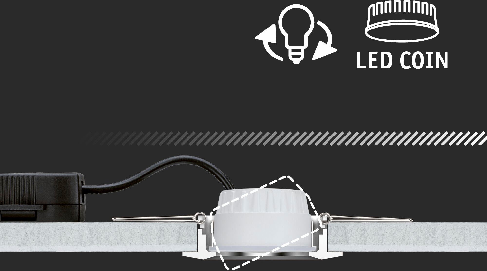 Paulmann LED Einbauleuchte »Nova Plus 1x6W 470lm 2700K Schwarz matt/Alu« Warmweiß