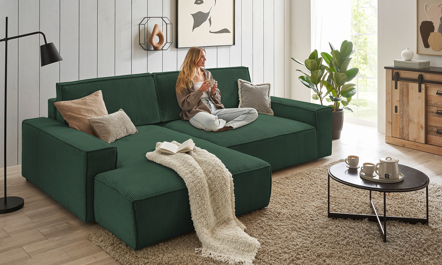 Home affaire Ecksofa "NEU: SHERWOOD XXL 284, Big-Sofa L-Form, tiefe Sitzflä günstig online kaufen