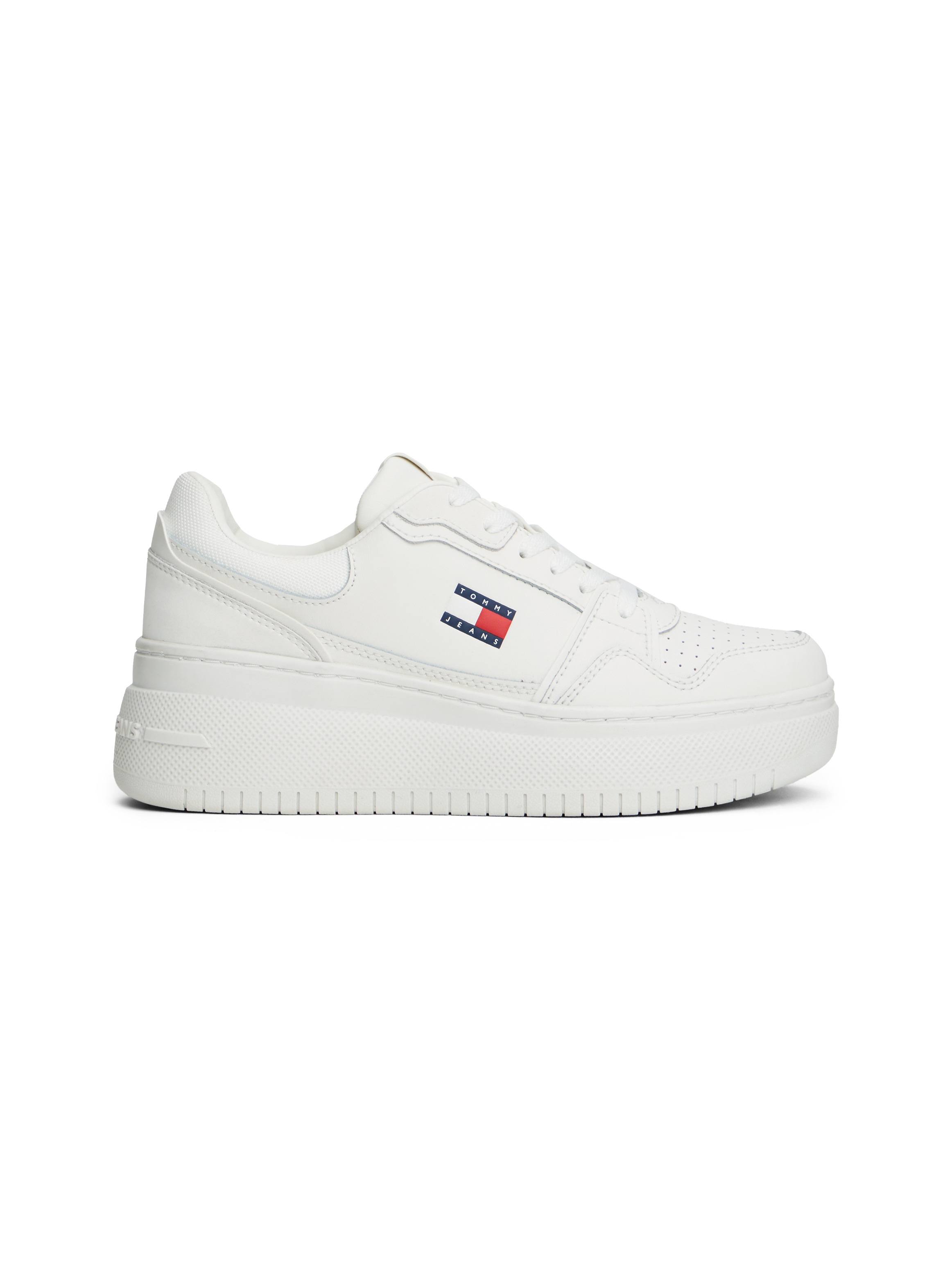 Tommy Jeans Keilsneaker »TJW RETRO BASKET FLATFORM«, Plateau, Freizeitschuh, Schnürschuh, mit Lochmuster, im Basket-Look