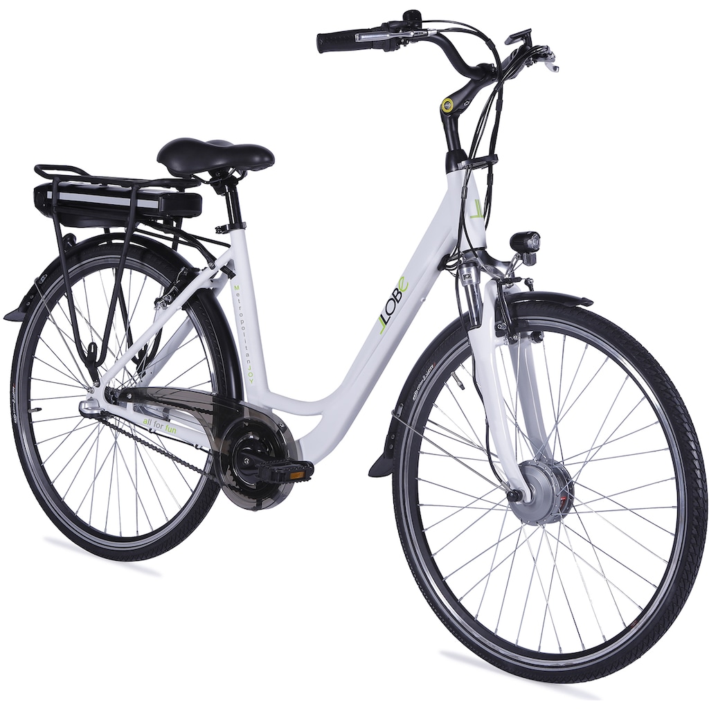 LLobe E-Bike »Metropolitan JOY weiß 10 Ah«, 3 Gang, Frontmotor 250 W