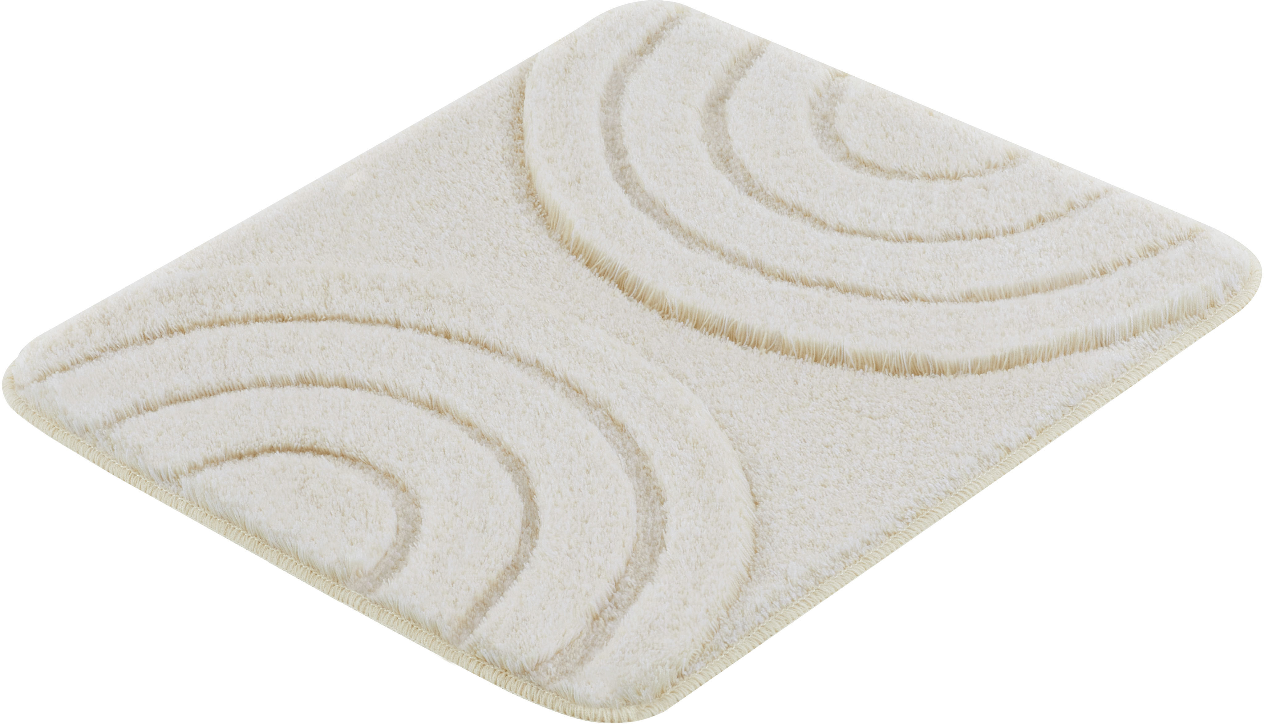 Kleine Wolke Badematte "Bow, Badvorleger, Badezimmer Teppich" Höhe 25 mm rutschhemmend beschichtet fußbodenheizungsgeeignet Badteppich, Uni Faben, Hoch/Tief Effekt