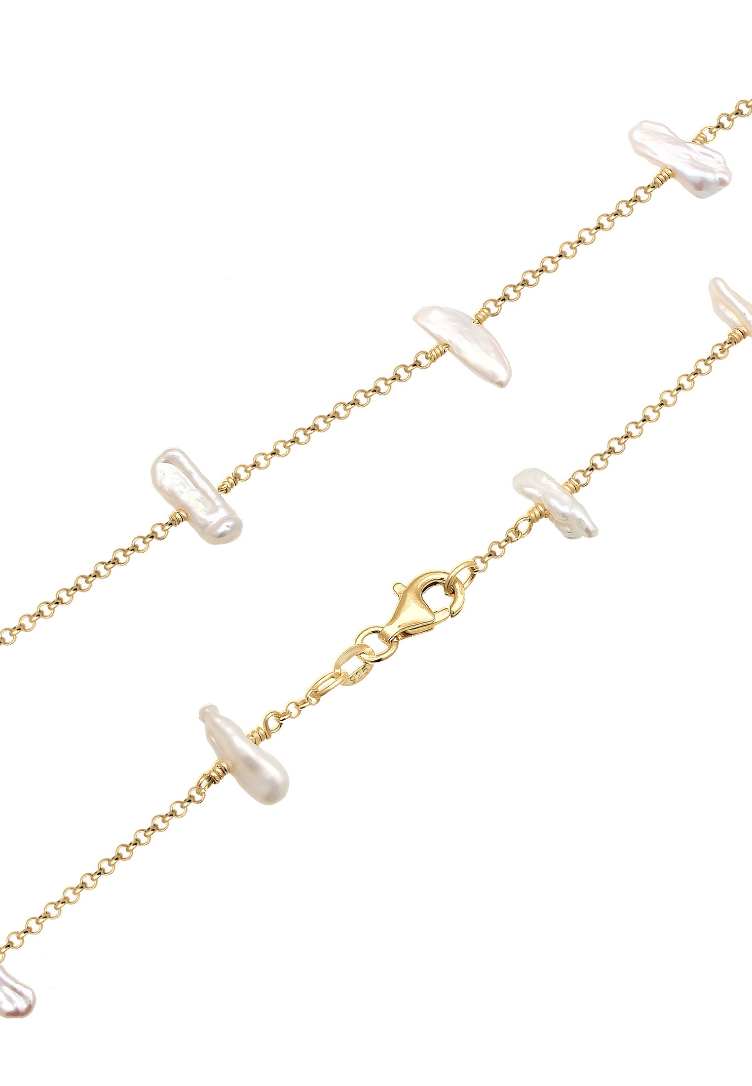 Elli Perlenkette »Süßwasserzuchtperle Barock Natur Edel 925 Silber«