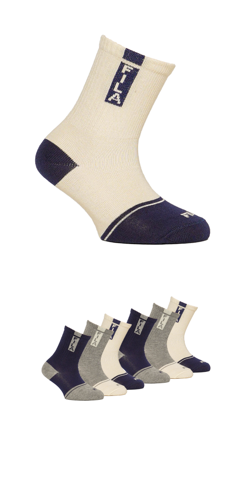 Fila Basicsocken "JUNIOR BOY NORMAL PLAIN SOCKS" 6 Paar tlg. mit kontrastfarbigen Details