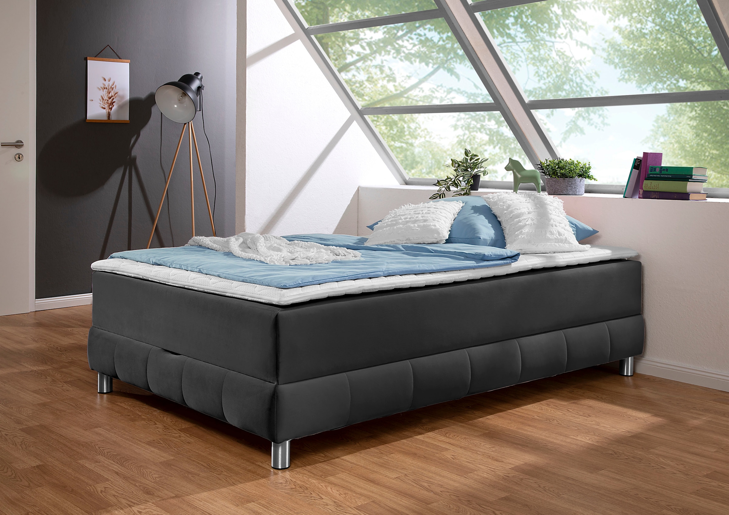 Home affaire Boxspringbett "Vaasa" für Dachschrägen geeignet, inkl. Bettkas günstig online kaufen