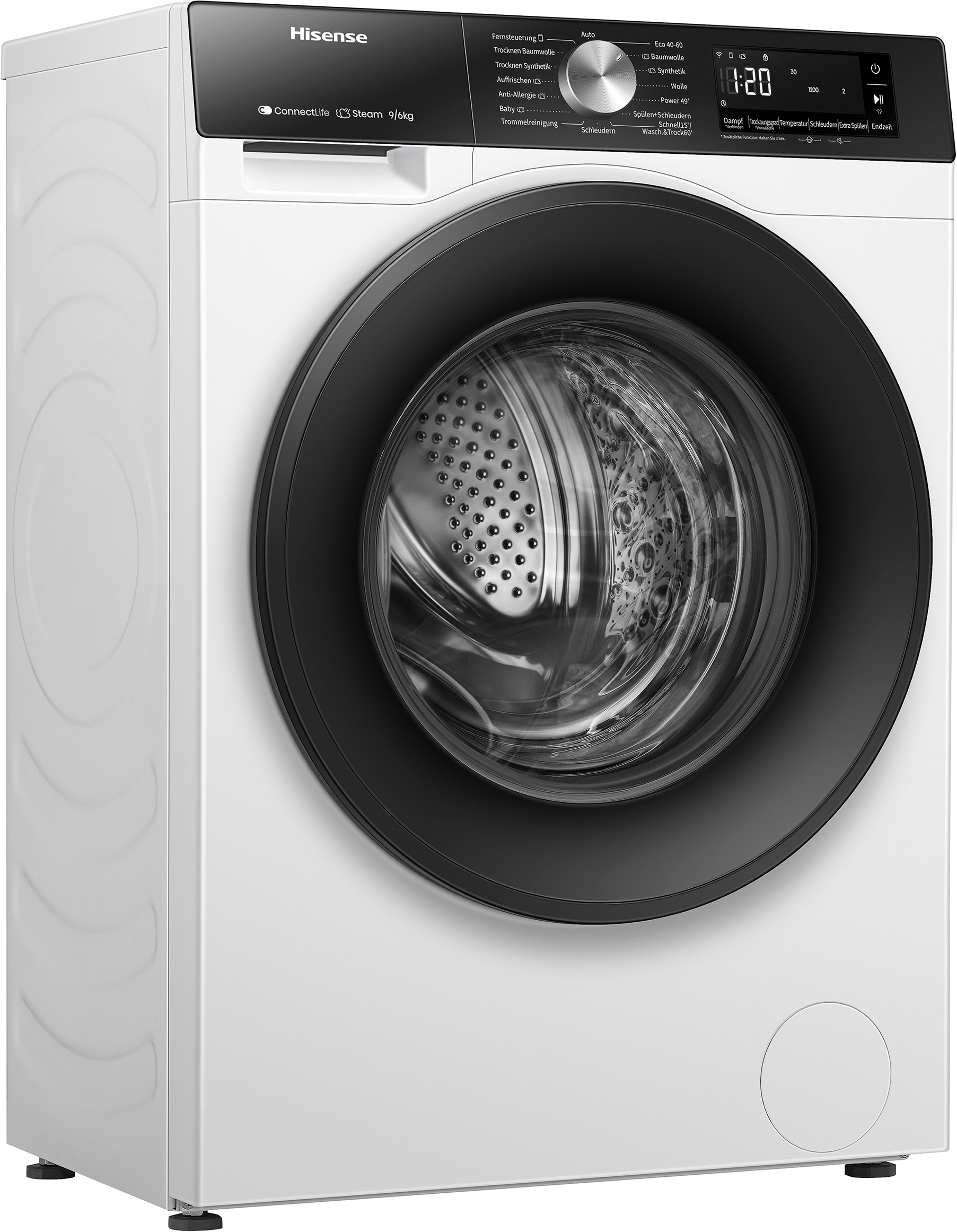 Hisense Waschtrockner "WD3S9043BW3" 3s Serie 9 kg /6 kg 72 dB(A) Waschen & Trocknen in 60 min.