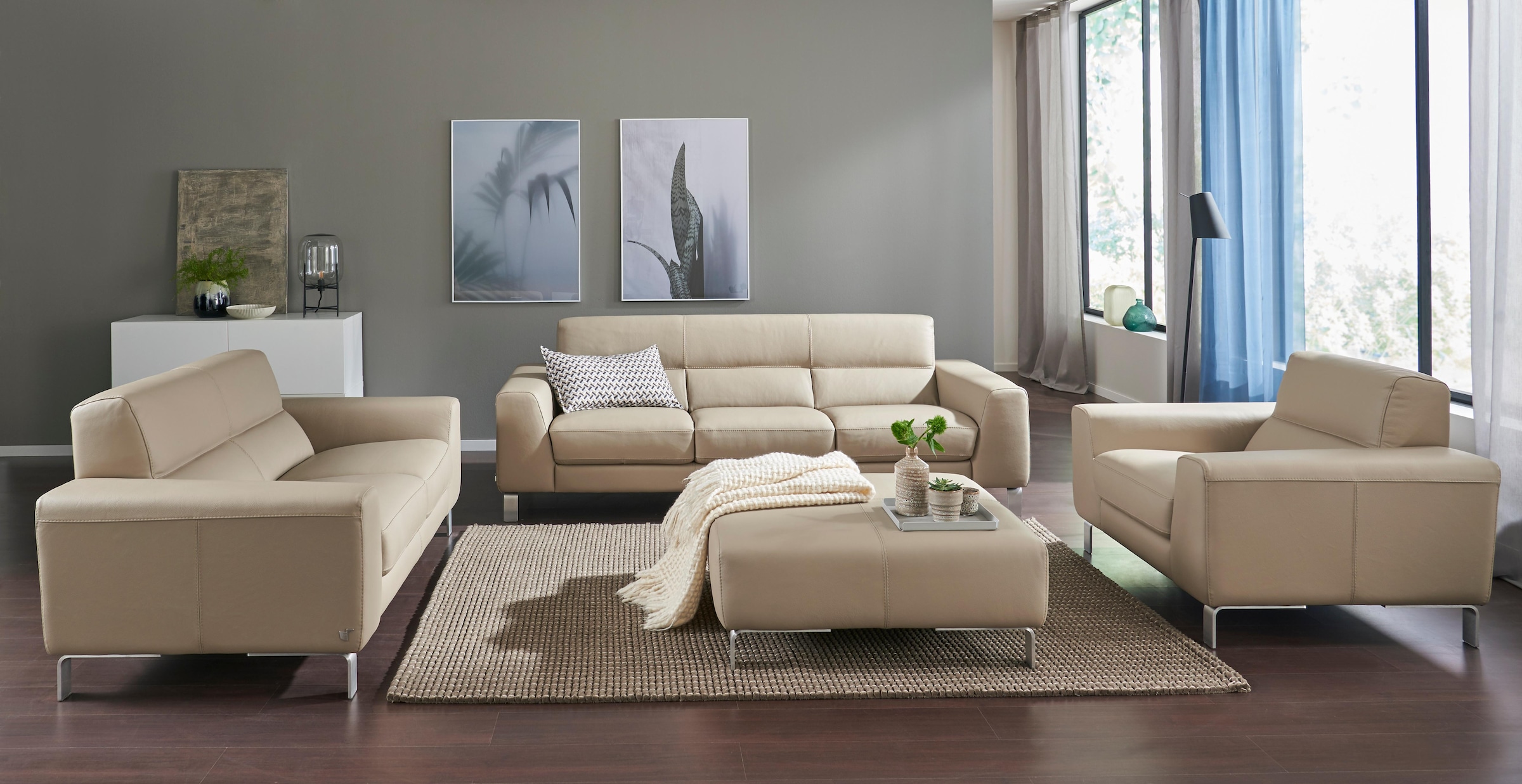 CALIA ITALIA 3-Sitzer »Simon, toller Sitzkomfort, italienisches Designsofa«, in zwei Lederqualitäten