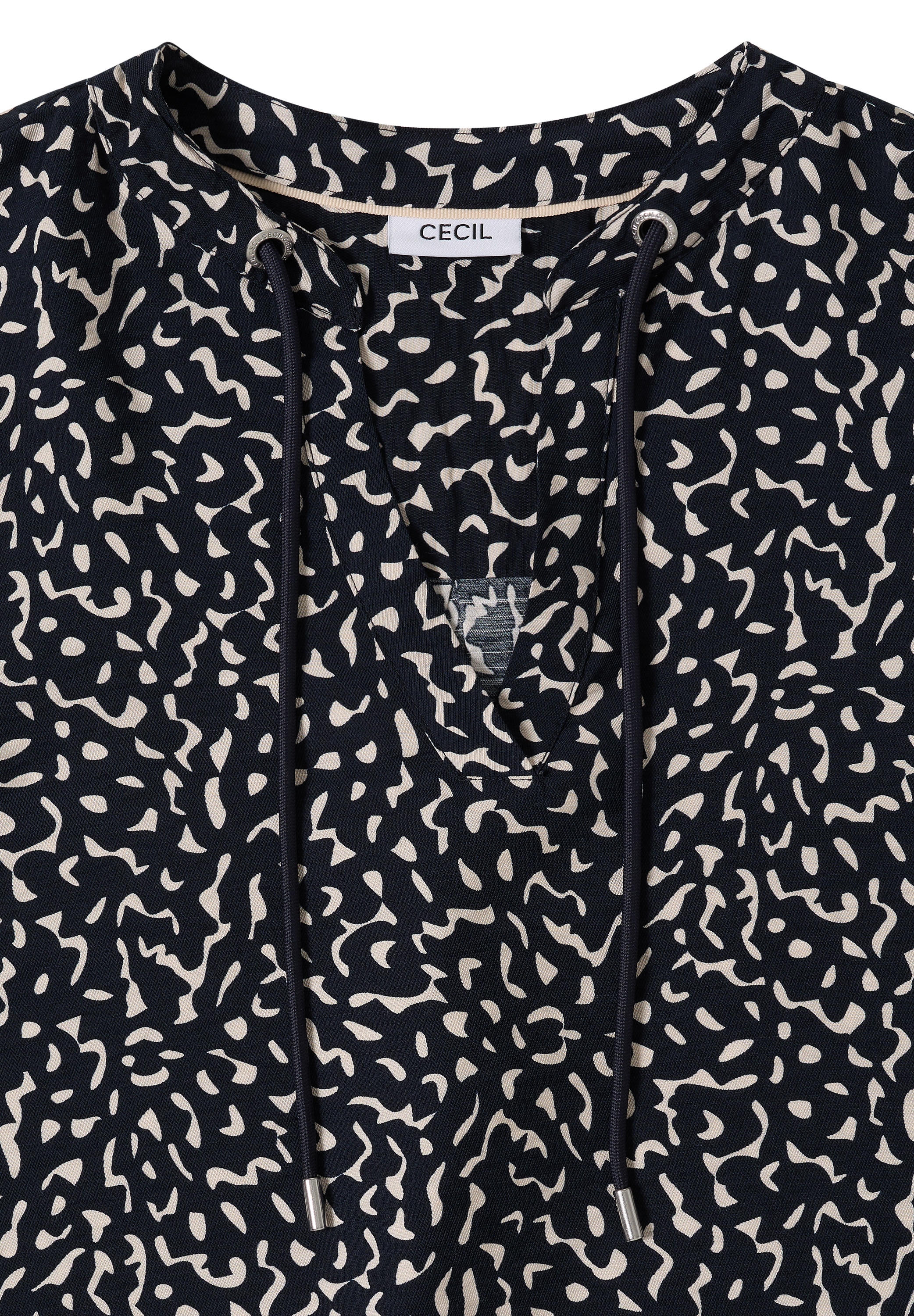 Cecil Langarmbluse mit geschlitztem Rundhalsausschnitt