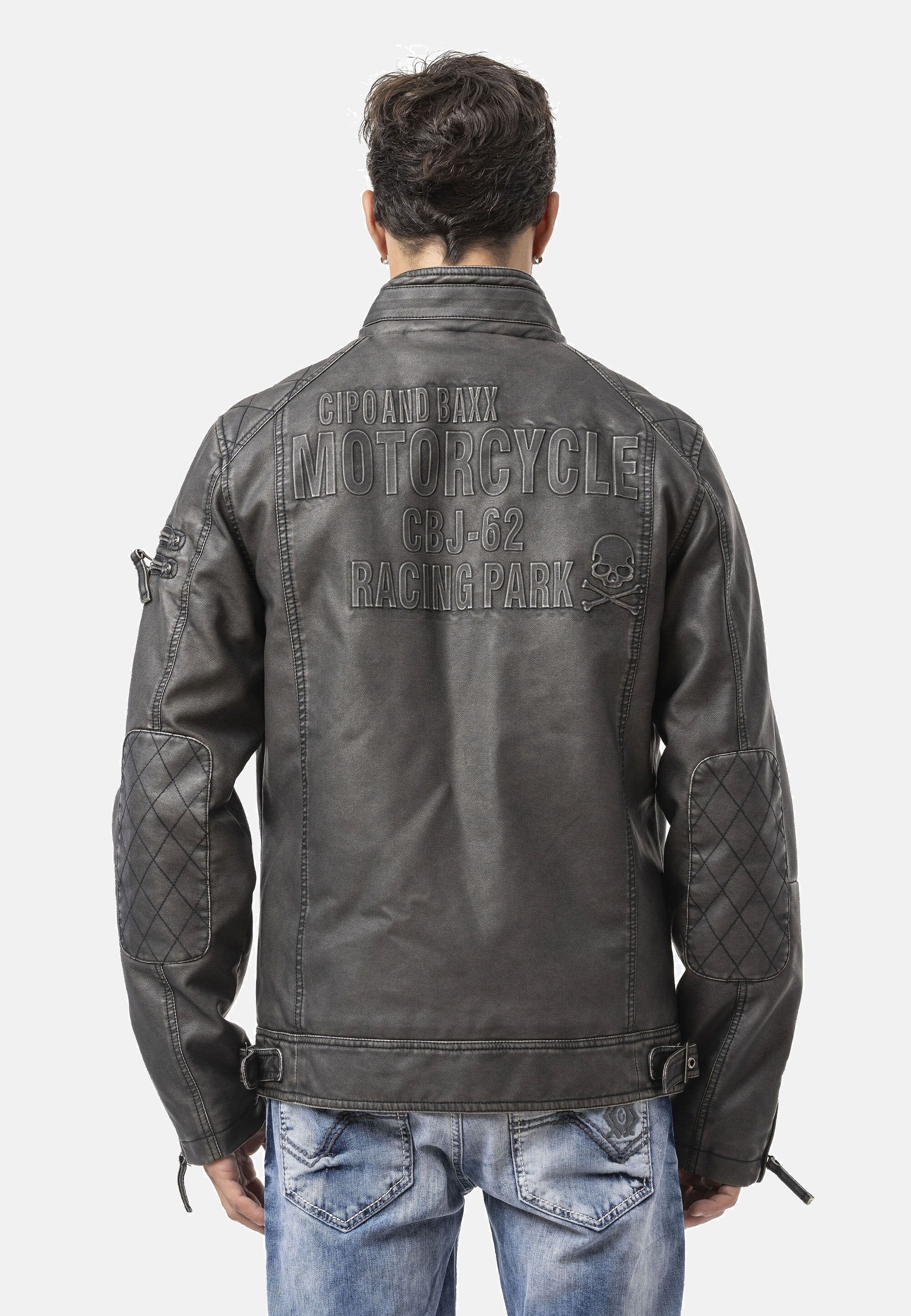 Cipo & Baxx CM223 Men's Biker Jacket Anthracite Size S 2