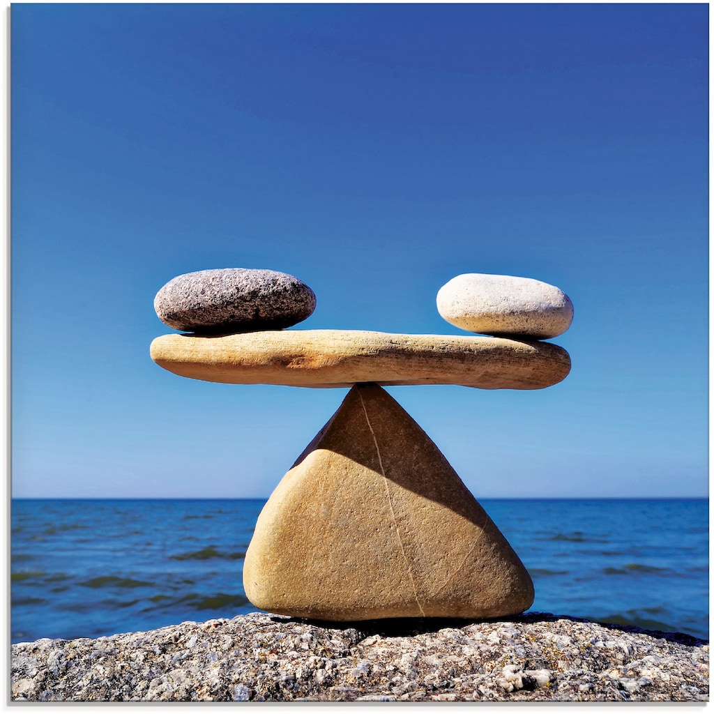 Artland Glasbild »Gleichgewicht - Steine Meer«, Zen, (1 St.)