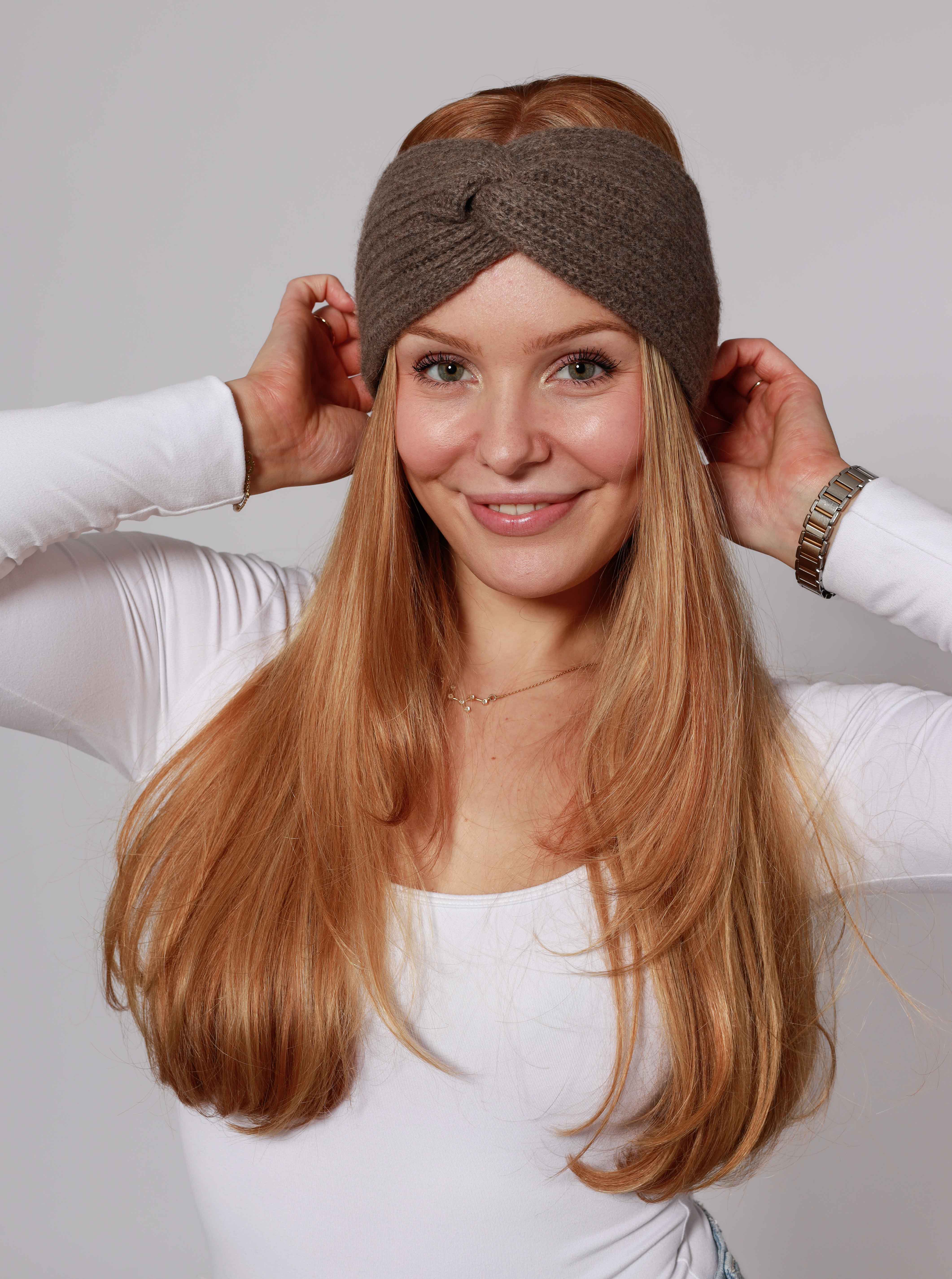 Zwillingsherz Stirnband ""Rippe"" breit, gerippt, mit Knotendetail