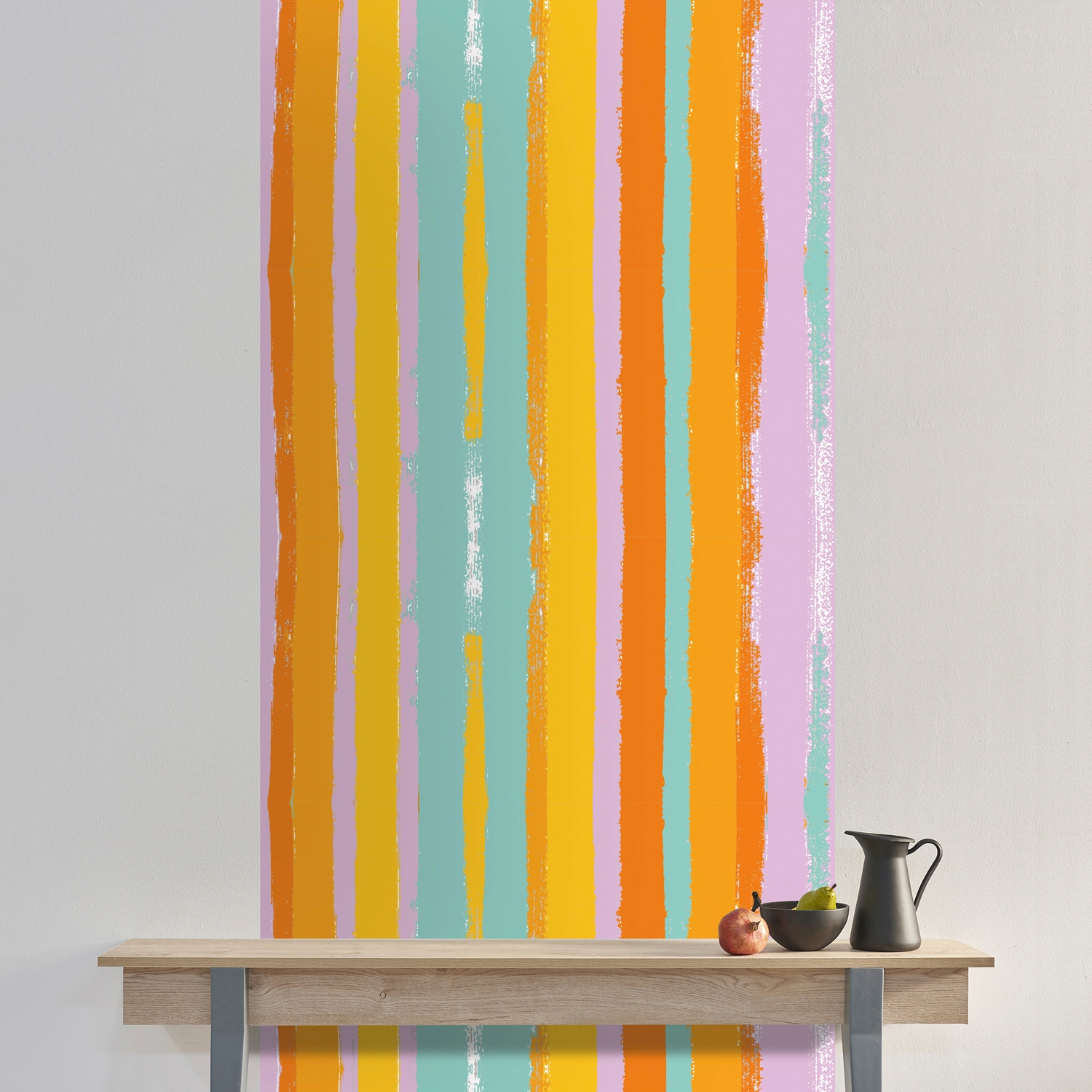 queence Vinyltapete »Streifen-Bunt«, Streifen, 90x250cm, selbstklebend, kinderleichte Anbringung, Sticker