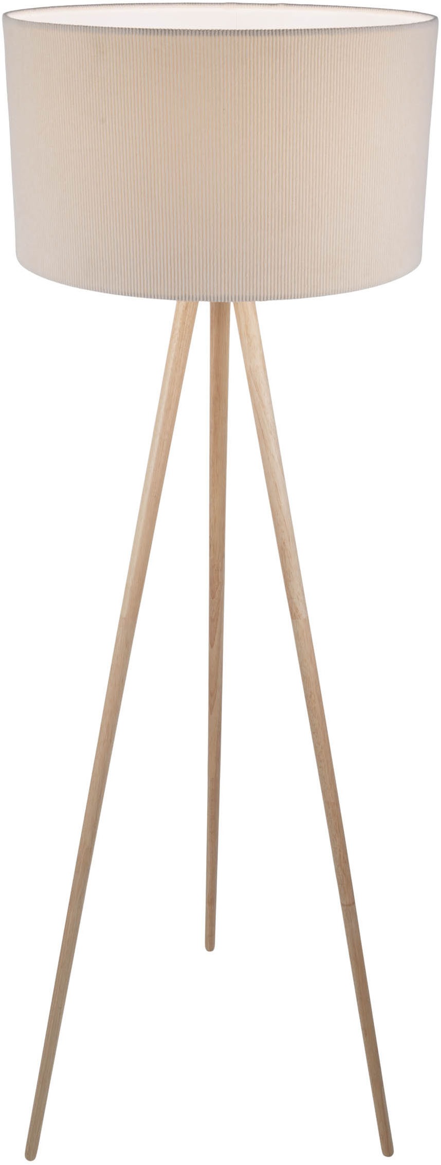 OTTO home Stehlampe »Torell« E27 1 Stk. Schirm mit Cordbezug, Dreibein aus Holz, 1x E27 exkl., Zuleitung 300cm
