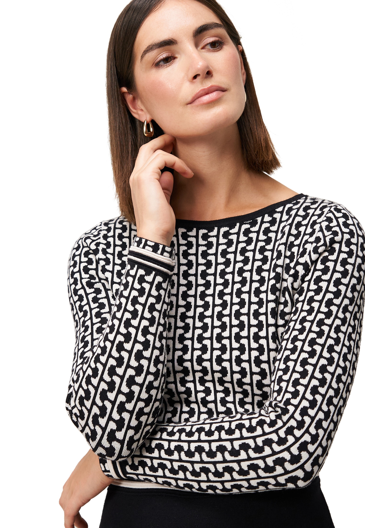 Zero Strickkleid »Damen Strickkleid grafisches Muster« Ohne Tasche Plain/ohne Details